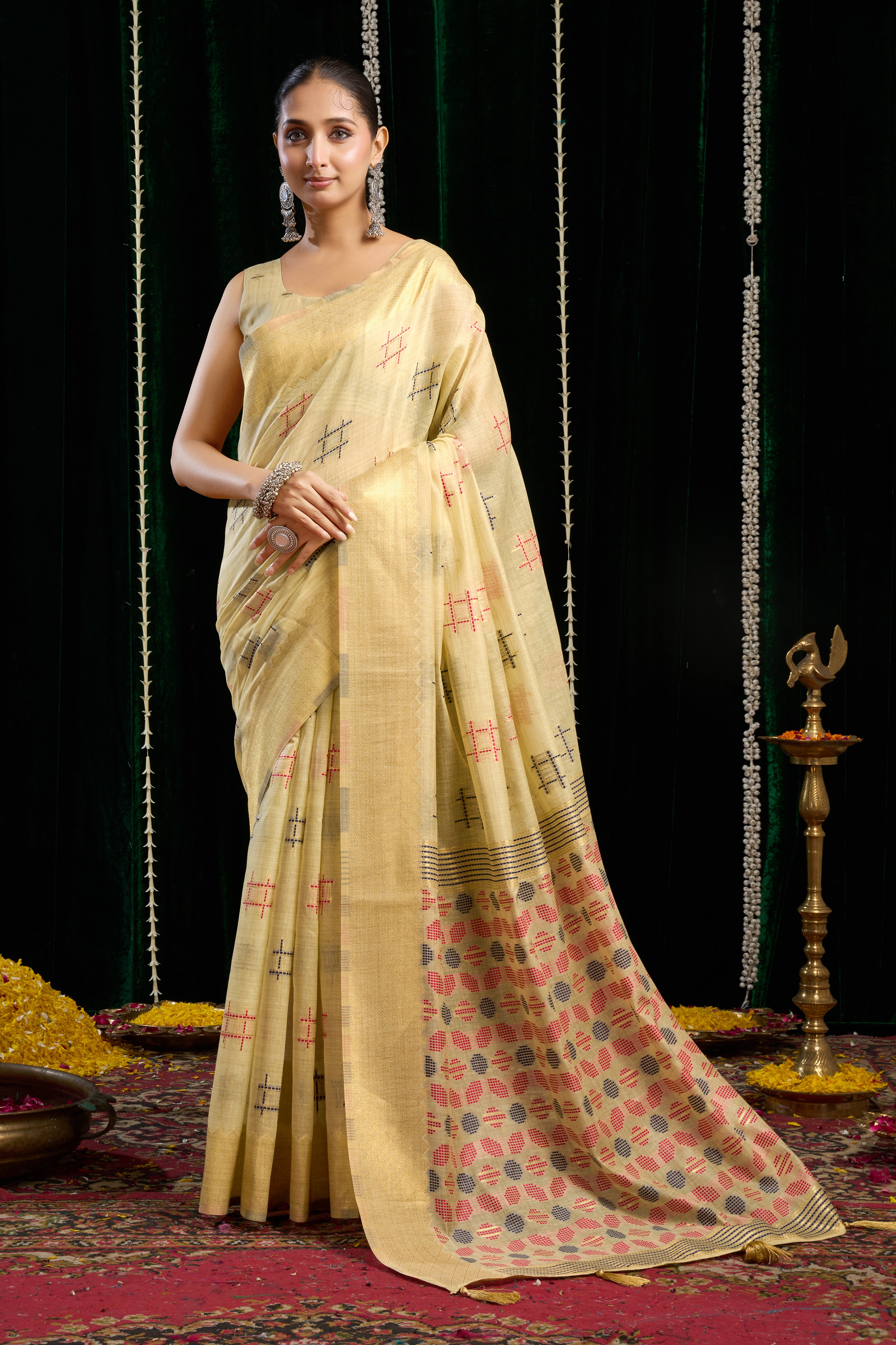 Lemon Yellow Soft Spun Cotton Zari Border Saree