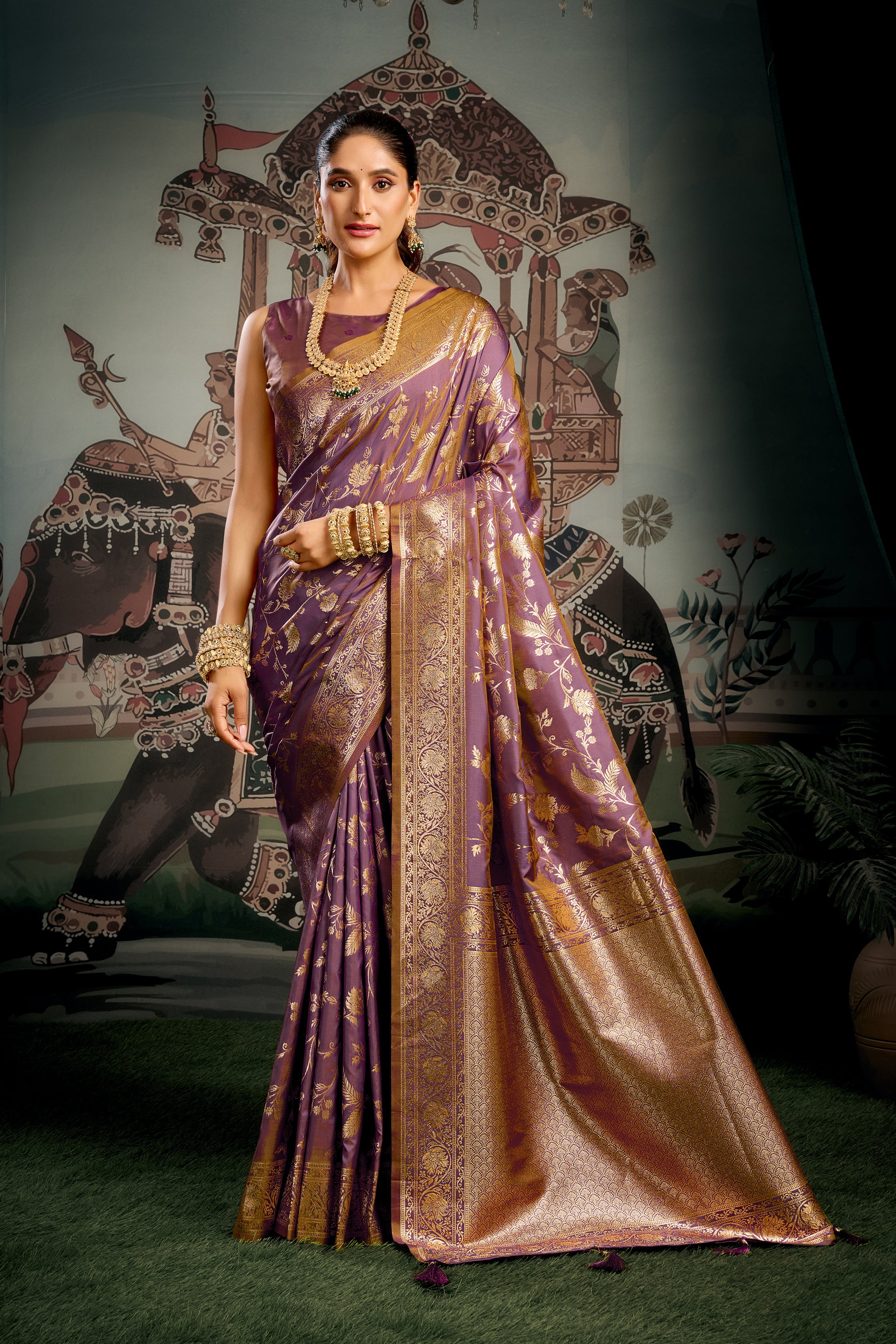 Purple Soft Silk Zari Weaving Saree