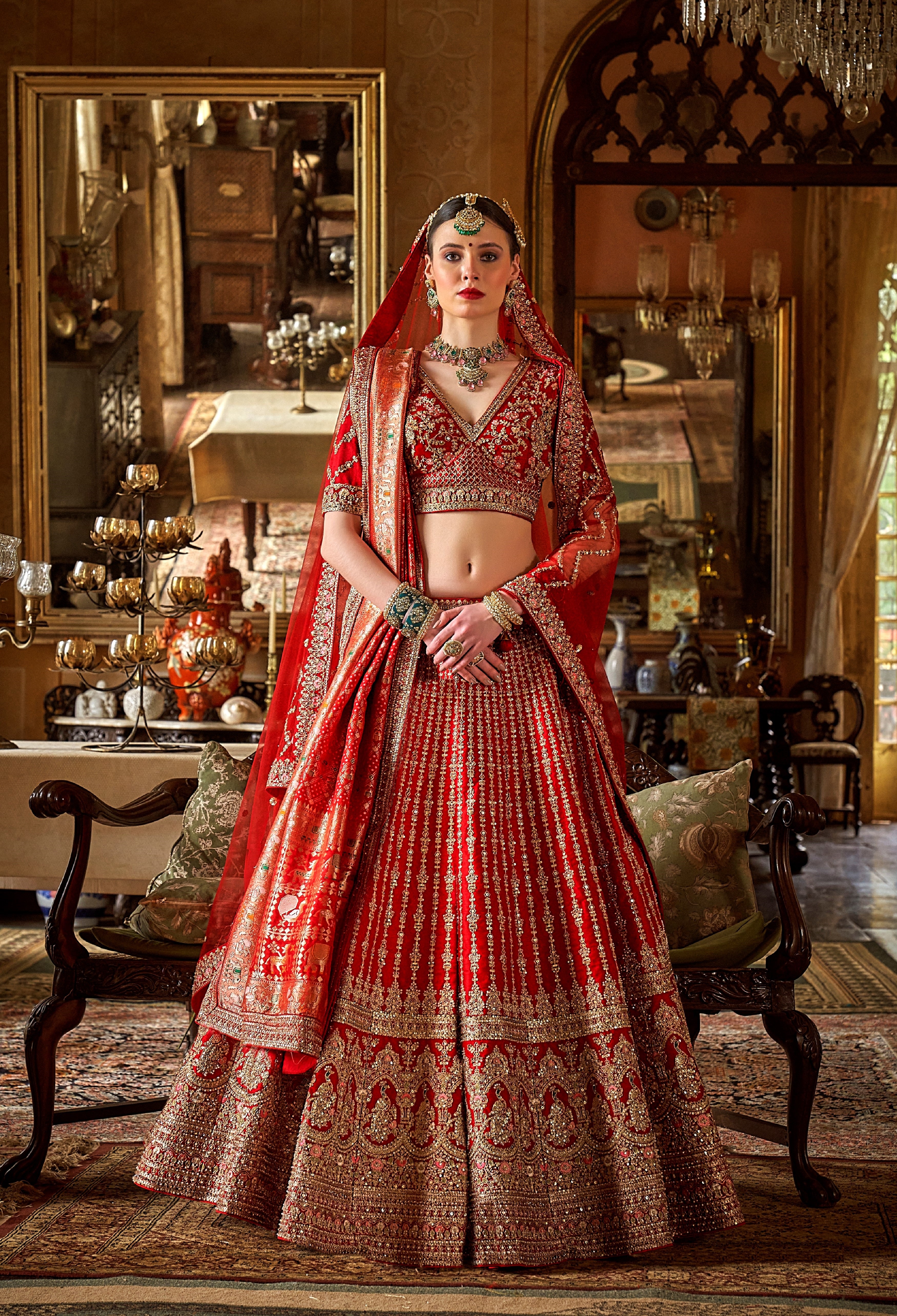 Maroon Sabyasachi Style Bridal Silk Embroidered Lehenga