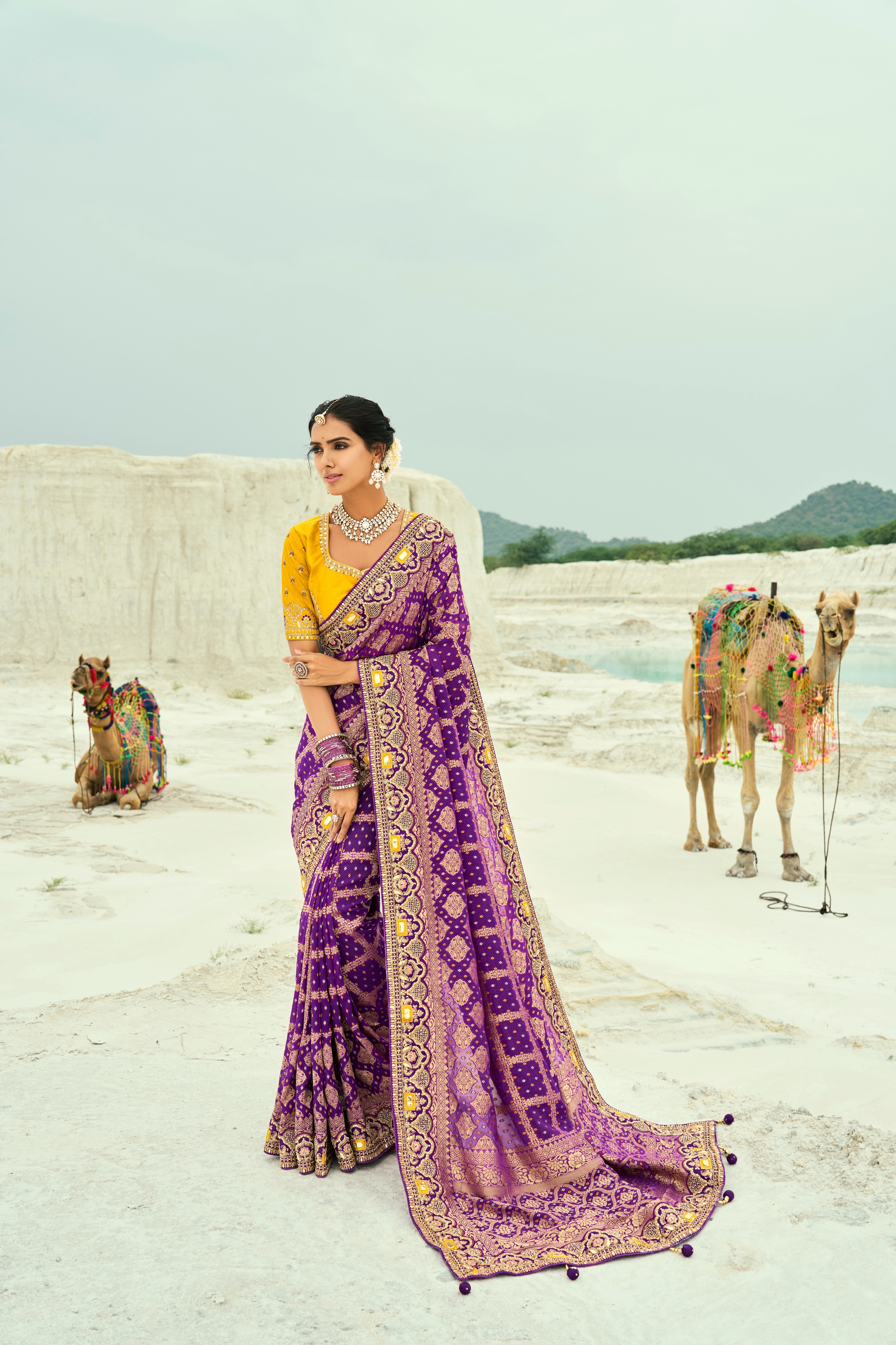 Wine Pure Georgette Cutdana Work Saree
