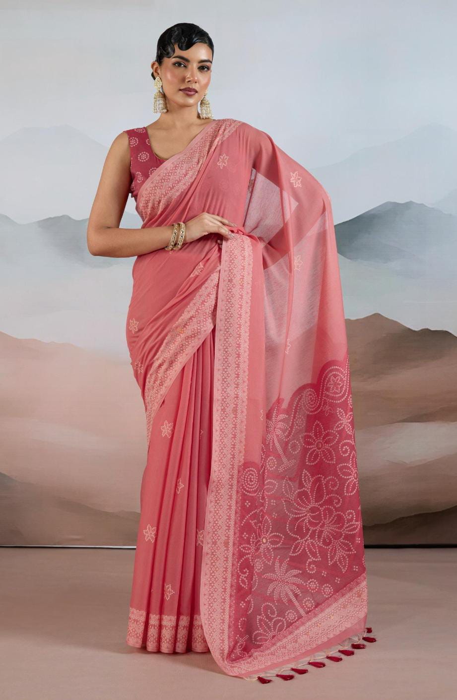 Pink Pure Viscose Cotton Handloom Weaving Saree