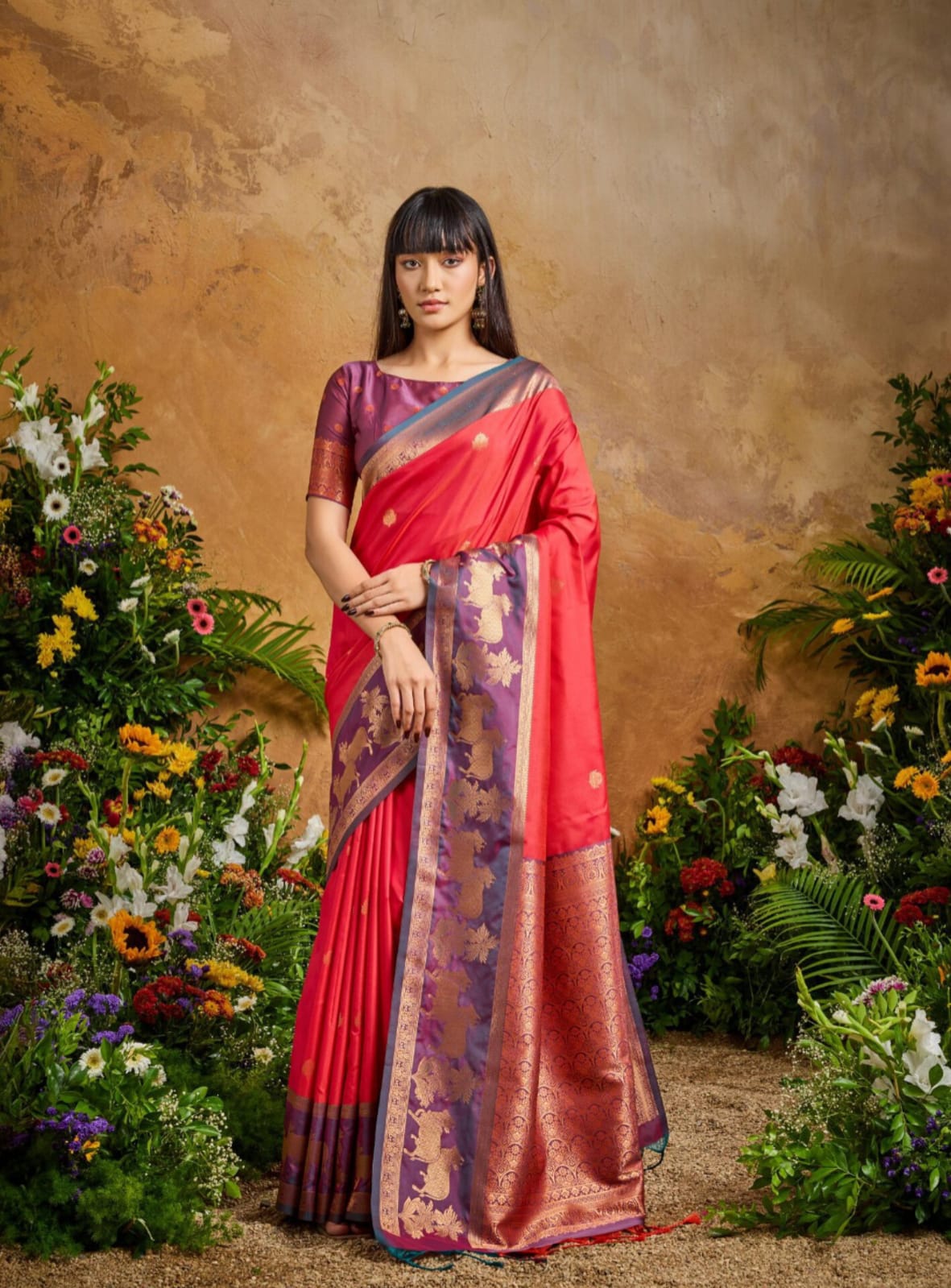 Coral Pure Silk Weaving Saree