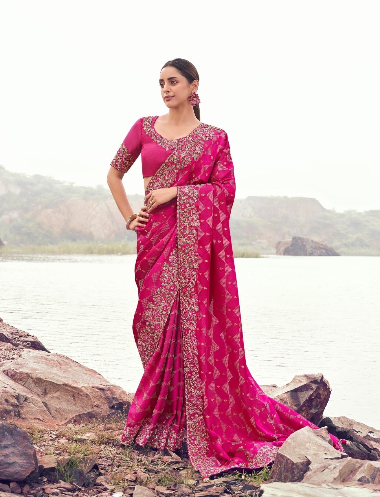 Rani Pure Satin Silk Jacquard Saree