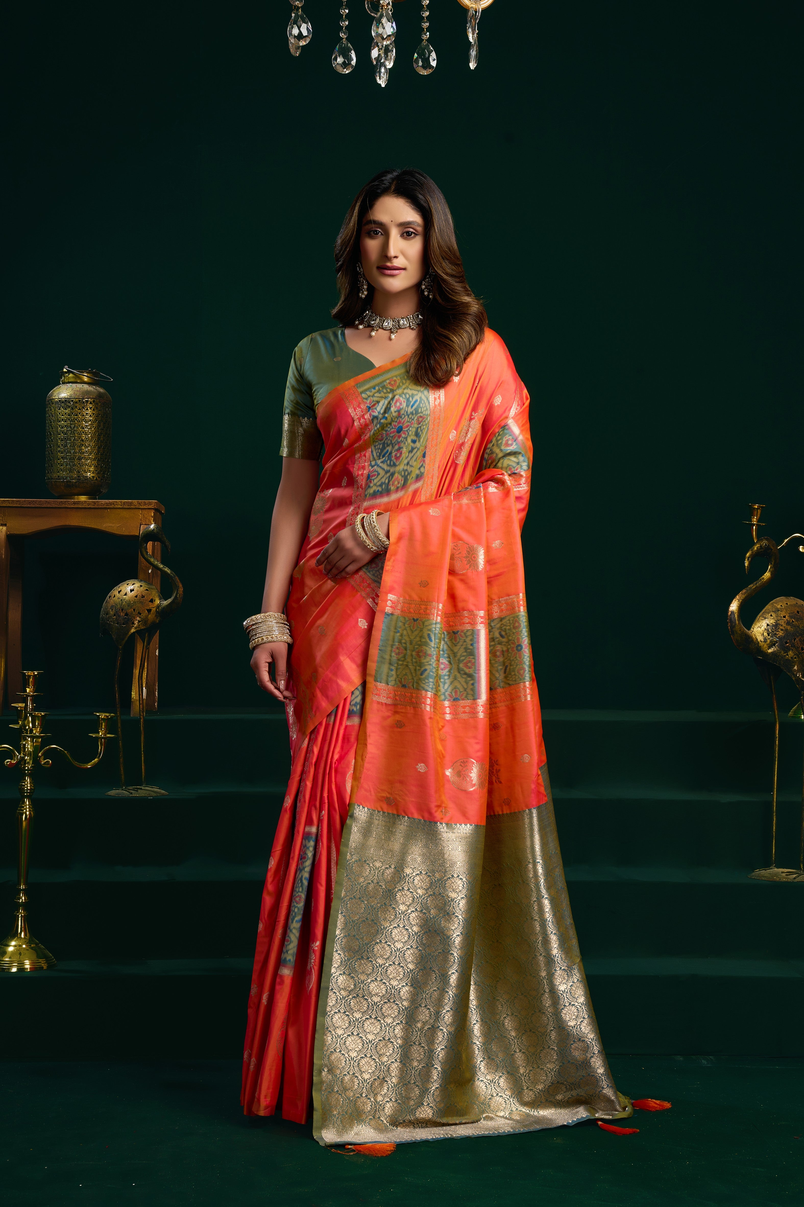 Orange Soft Silk Weaving Saree