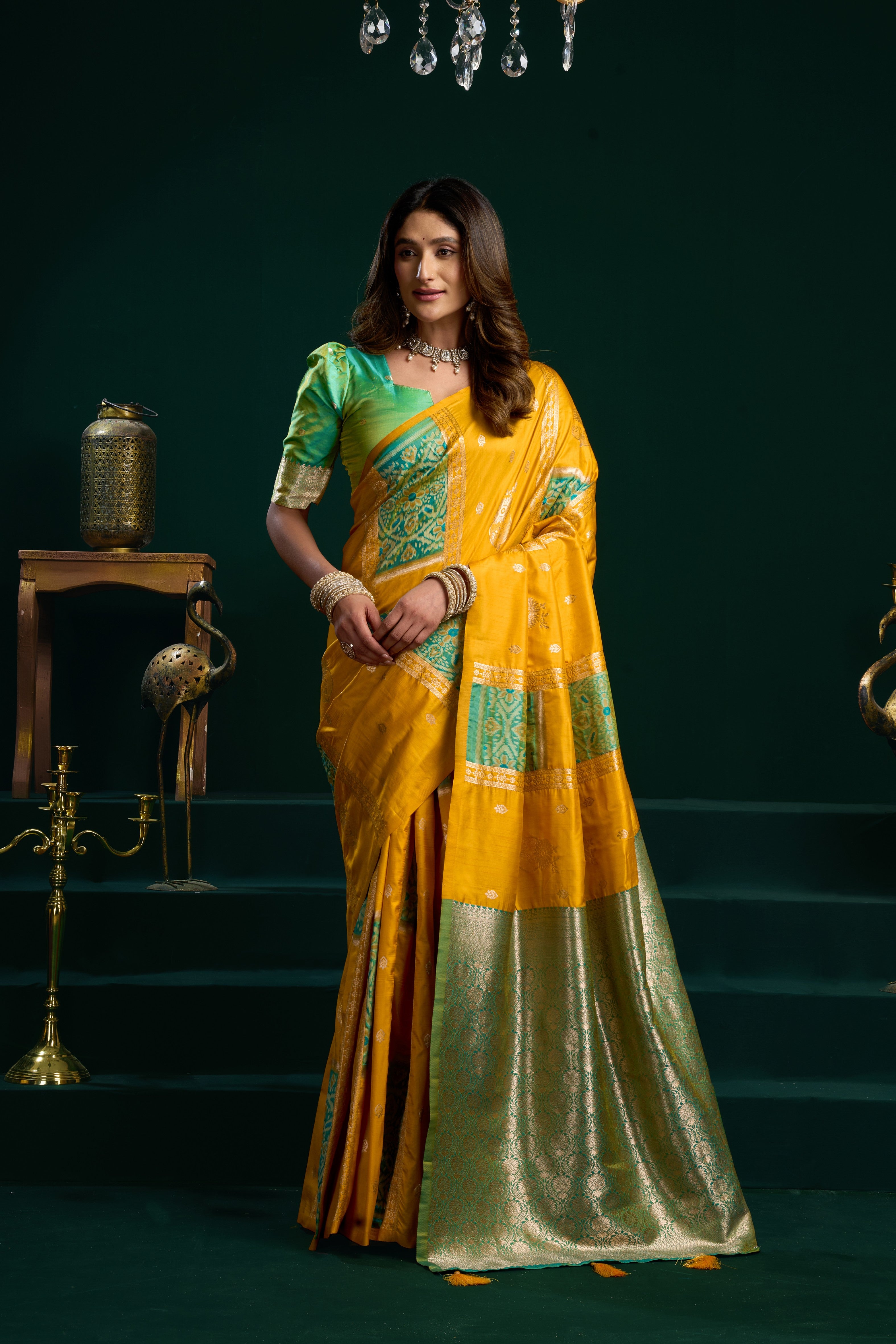Yellow Soft Silk Weaving Saree