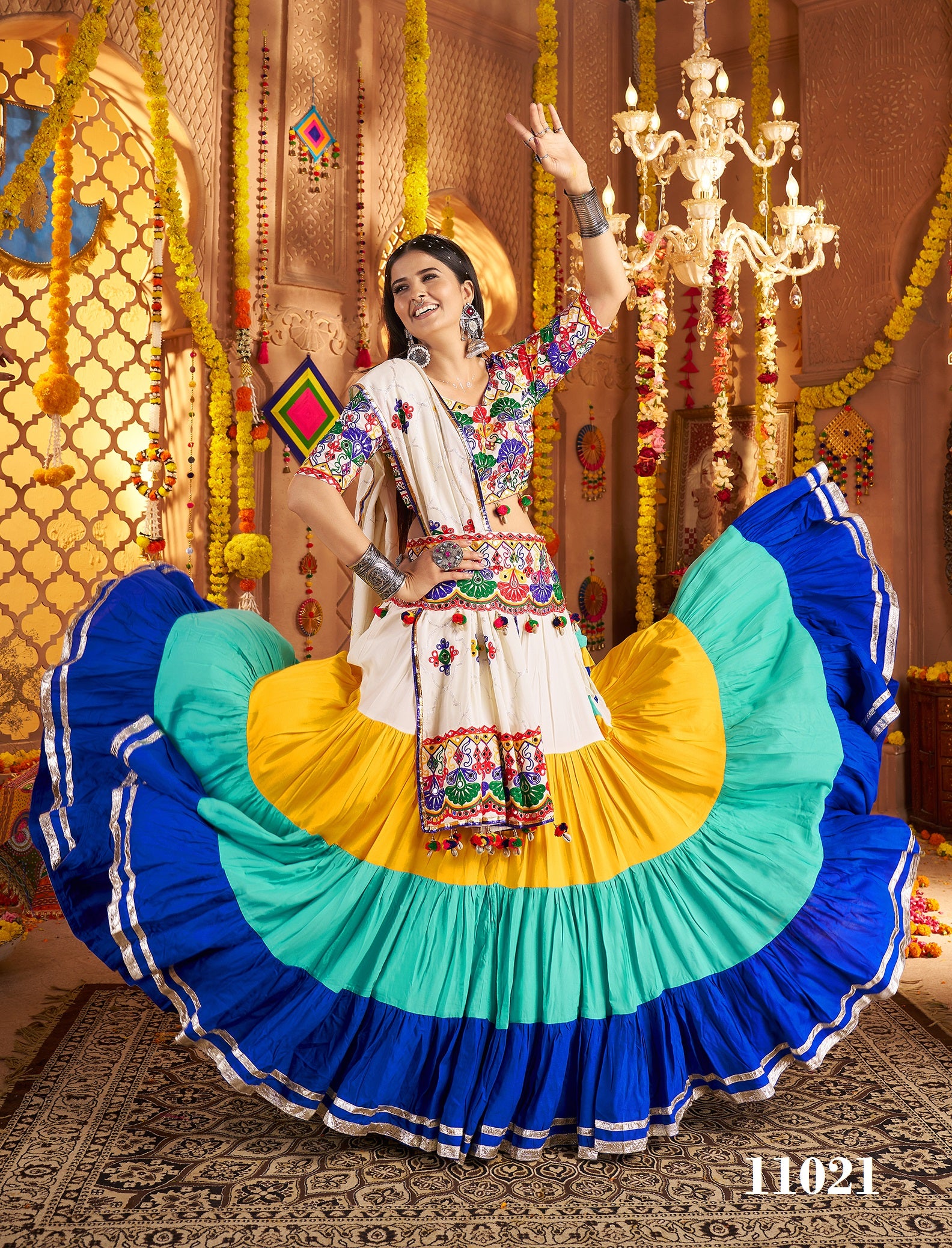 Multicolor Viscose Cotton Navratri Collection Lehenga Choli