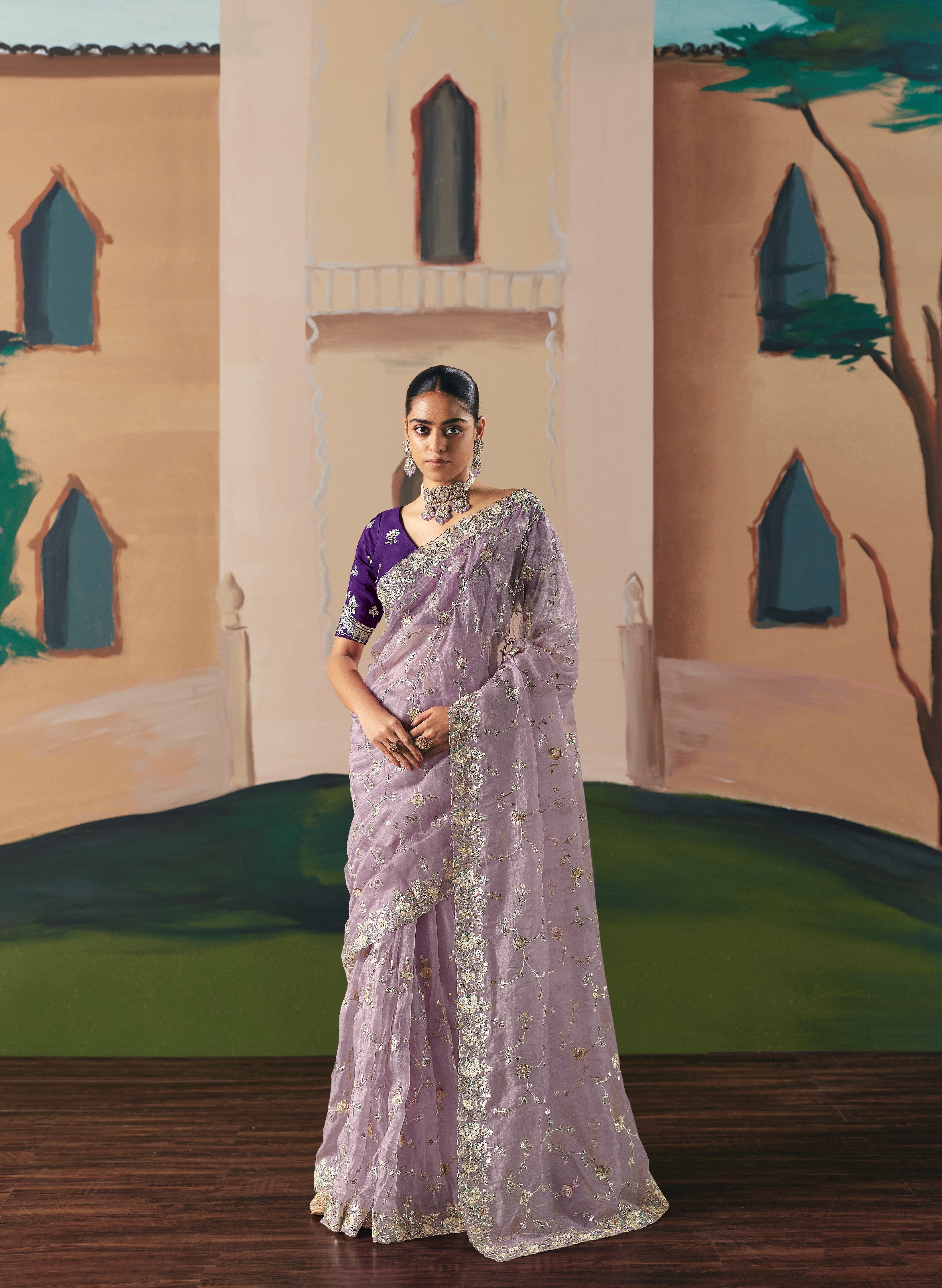 Lavender Fancy Fabric Sequence Work Saree