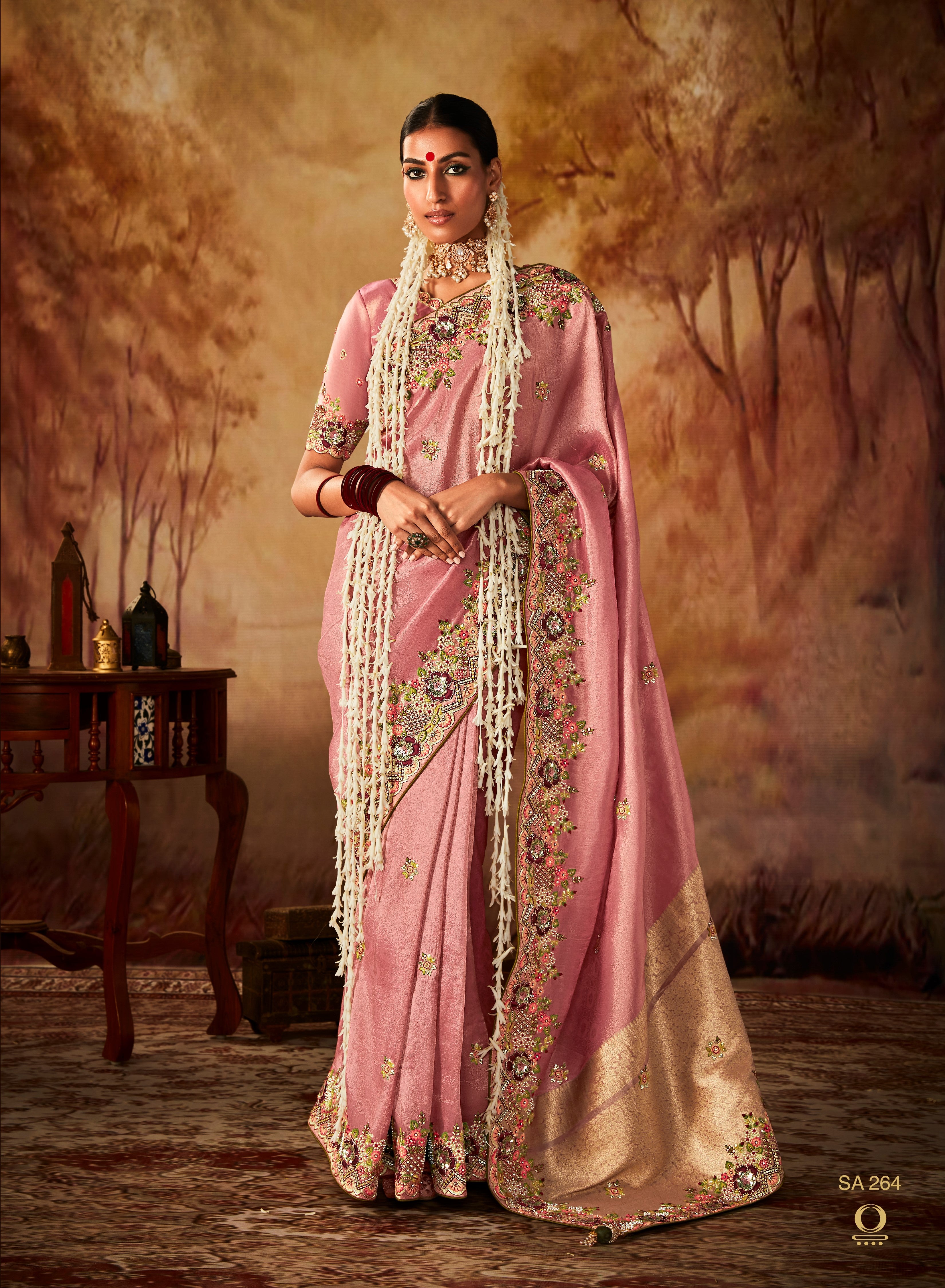 Elegant Pink Banarasi Kanjivaram Party Wear Saree