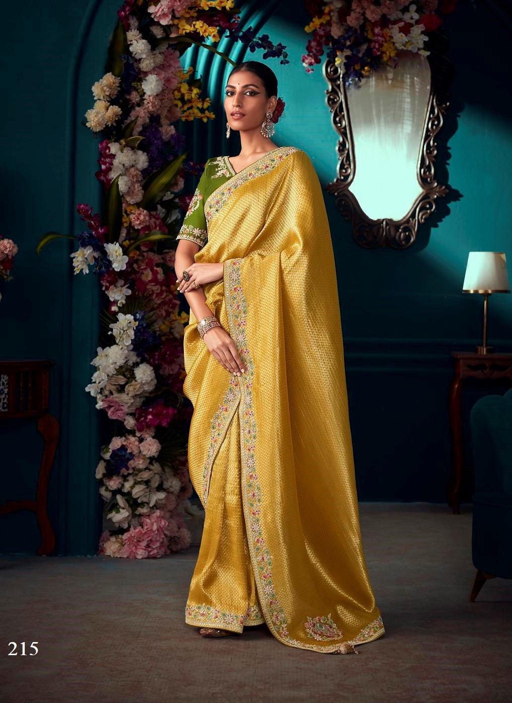 Yellow Banarasi Kanjivaram Party Wear Saree