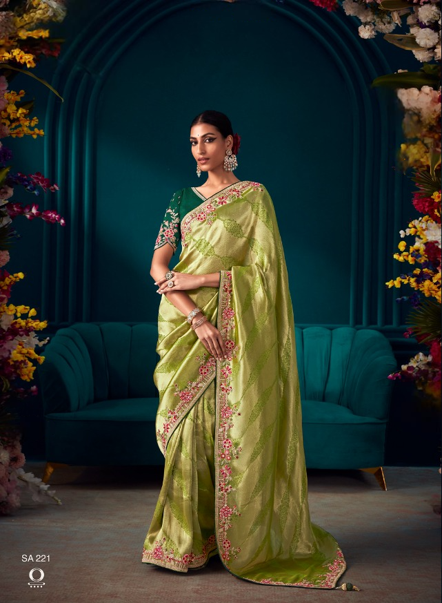 Pista Green Banarasi Kanjivaram Party Wear Saree