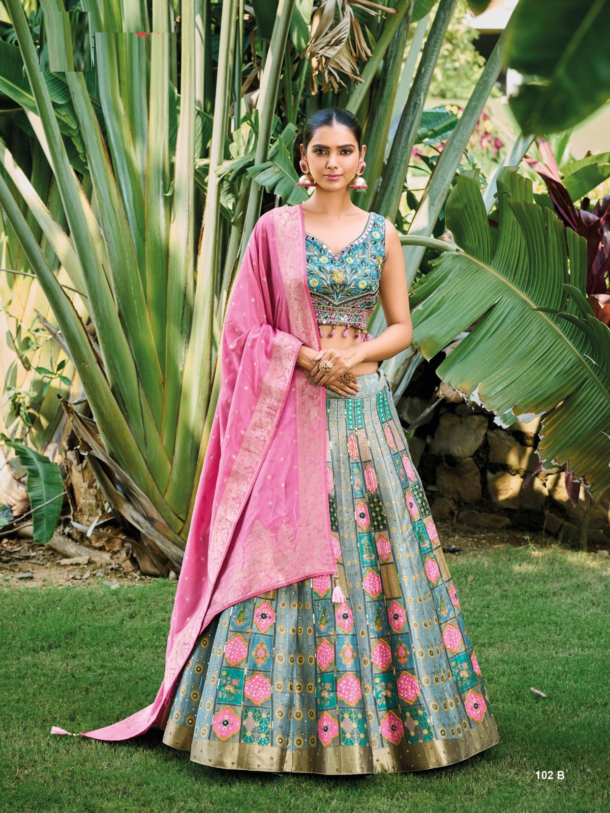 Sea Green Banarasi Silk Wedding Wear Lehenga Choli