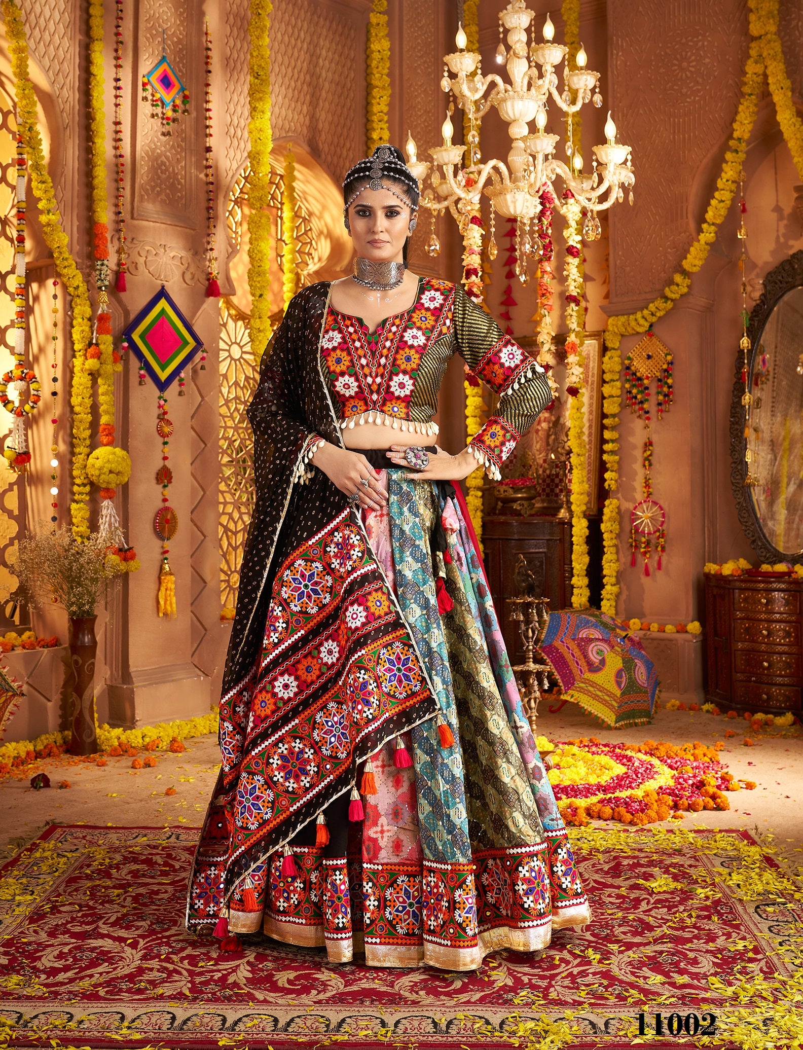 Multicolor Viscose Rayon Navratri Special Lehenga Choli