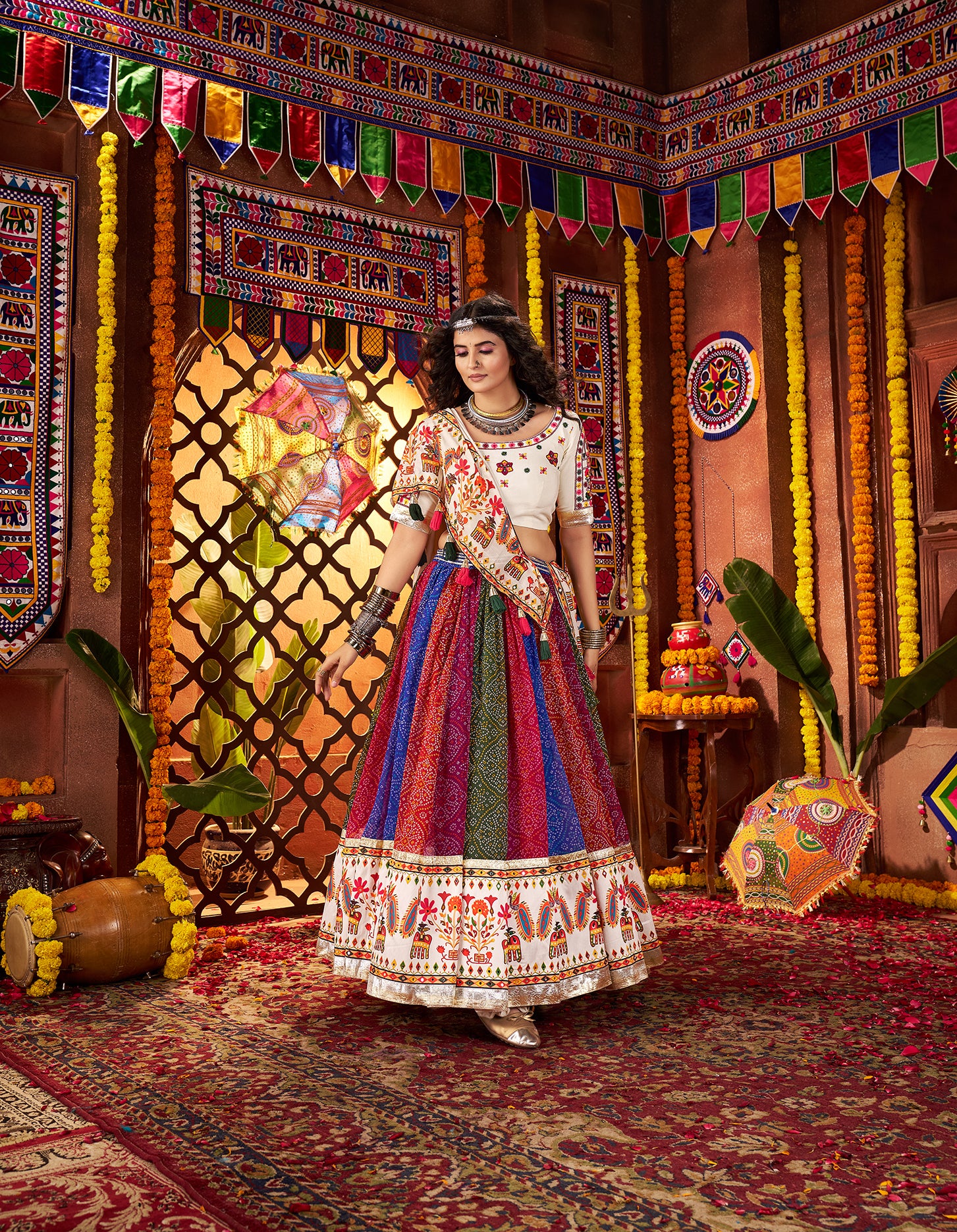 Multicolor Georgette Navratri Special Lehenga Choli
