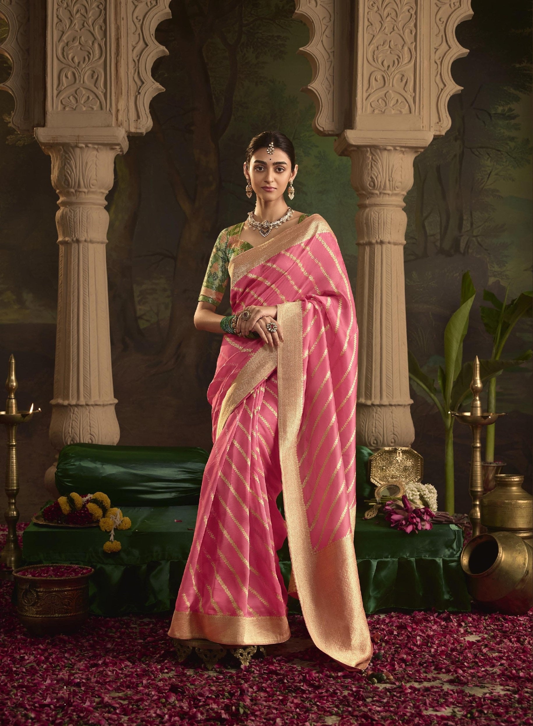 Pink Dola Silk Festival Wear Saree