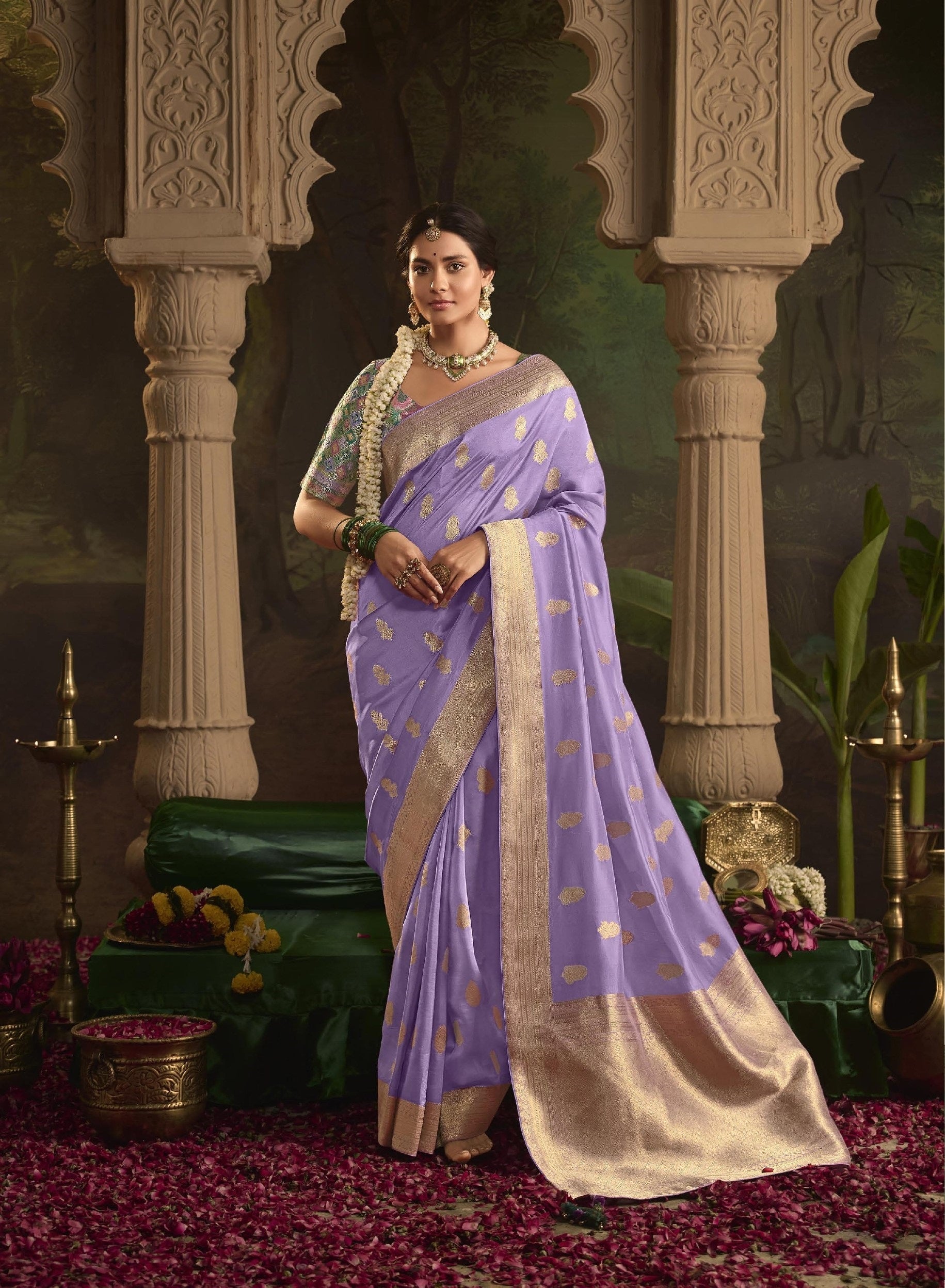 Lavender Dola Silk Festival Wear Saree