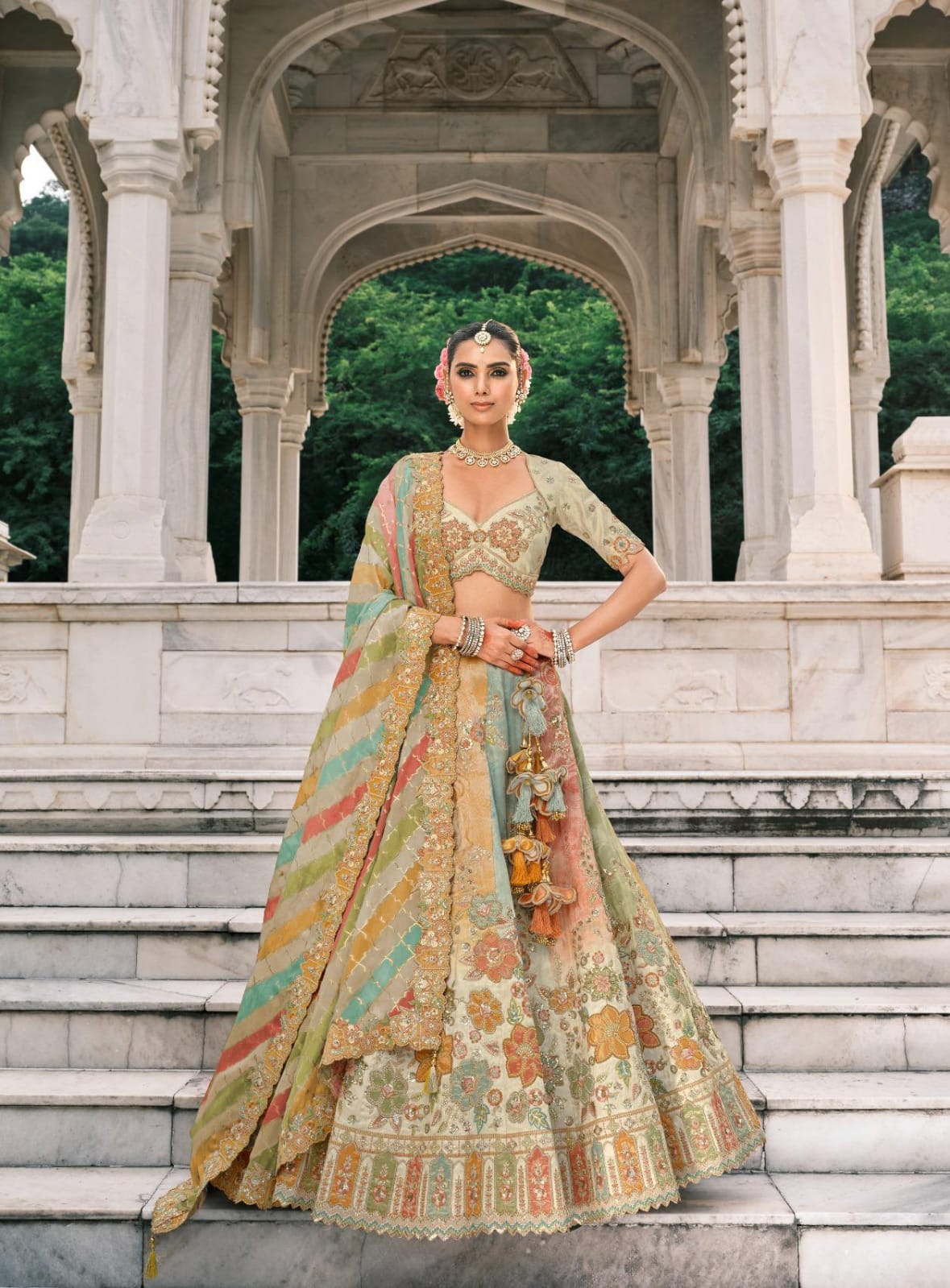 Multi Color Silk Designer Lehanga