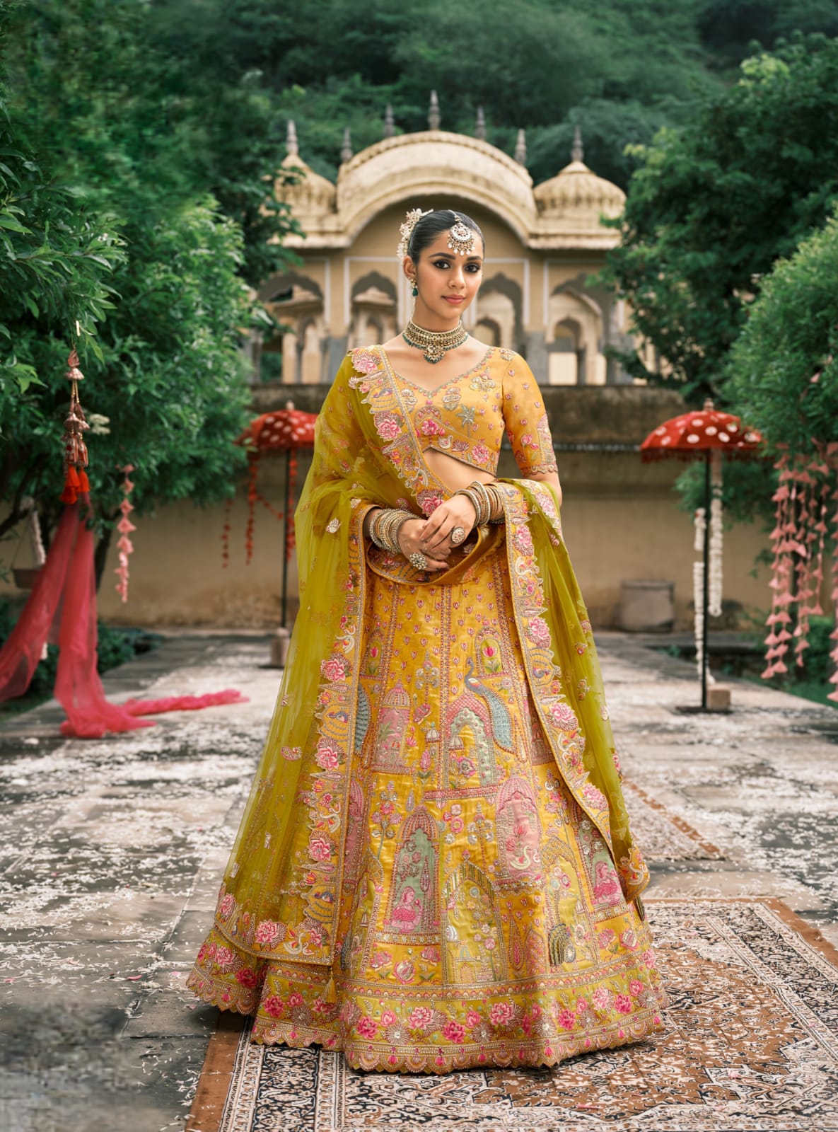 Mustard Yellow Silk Designer Lehanga