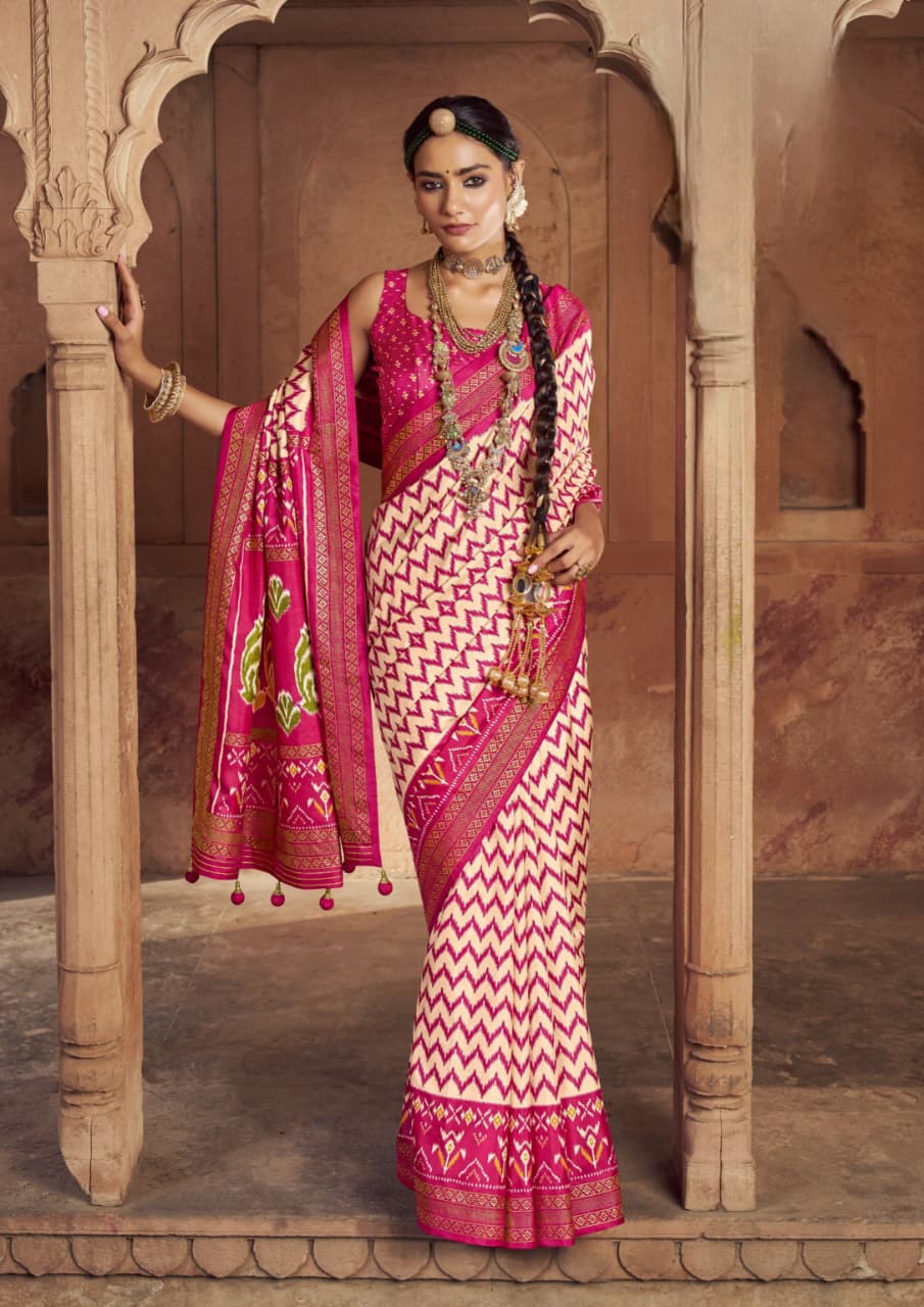 Pink Silk Classic Patola Printed Saree