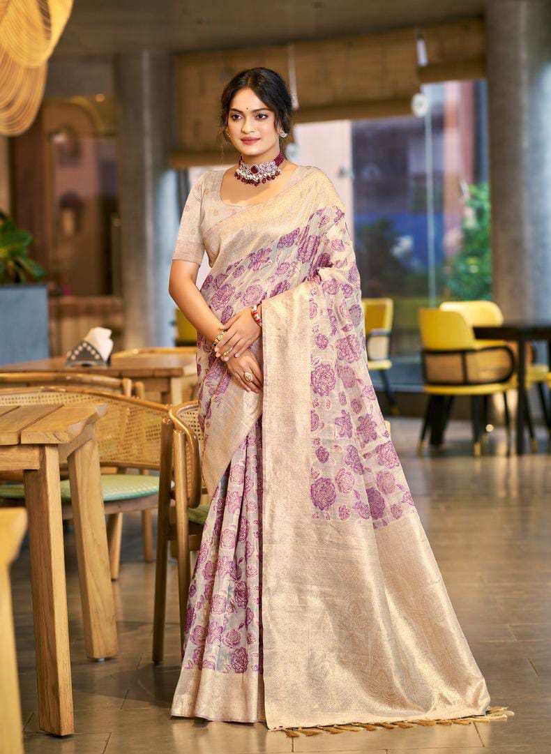 Purple Cotton Silk Weaving Saree