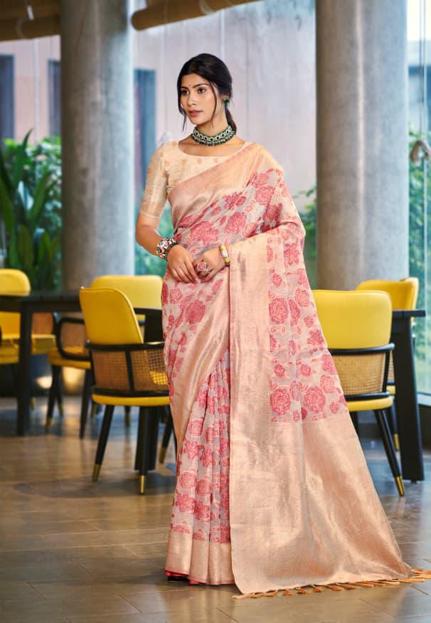 Red Cotton Silk Weaving Saree