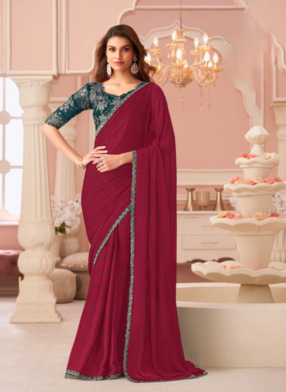 Maroon Pattern Work Sartin Saree