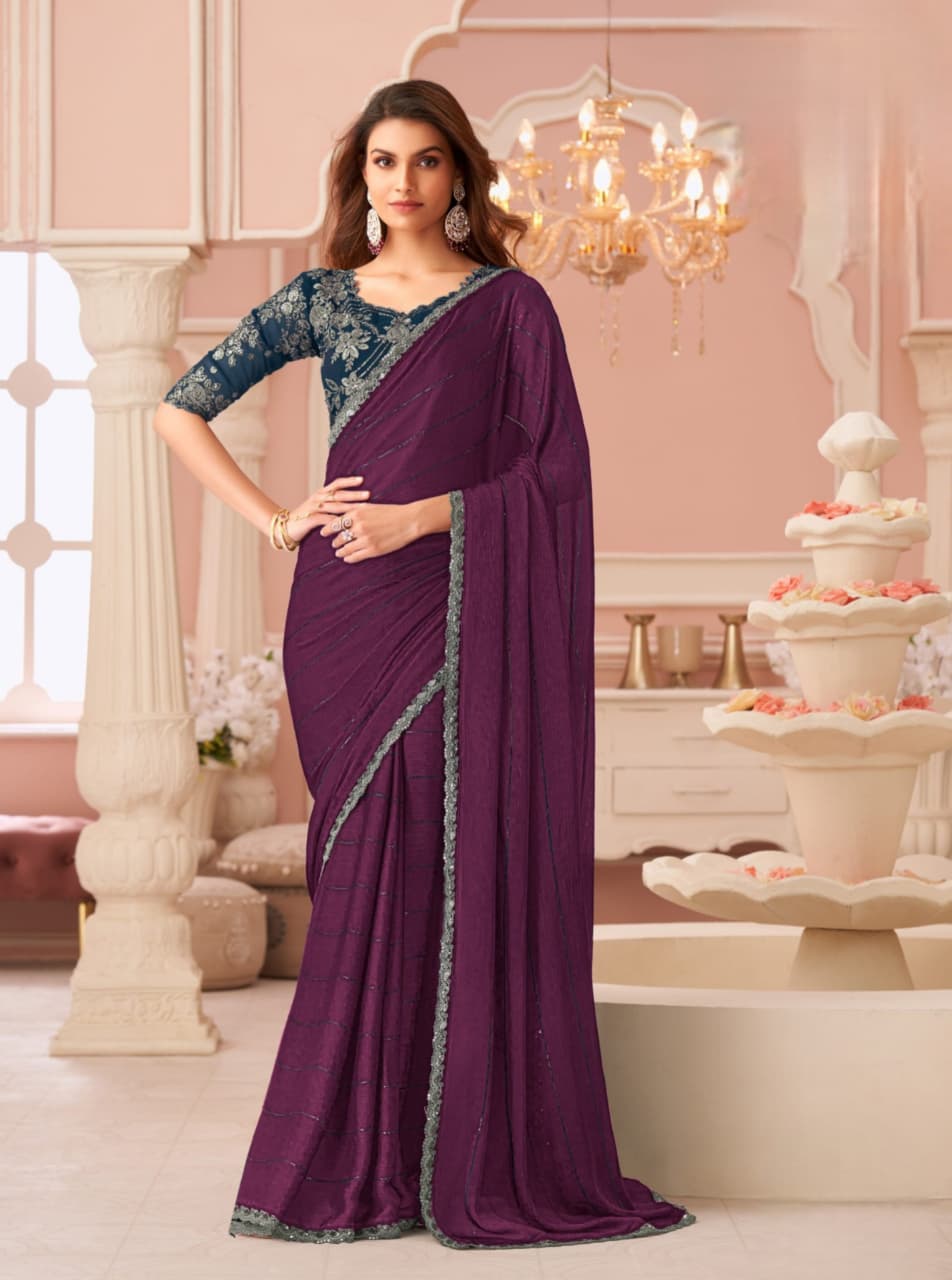 Purple Pattern Work Sartin Saree