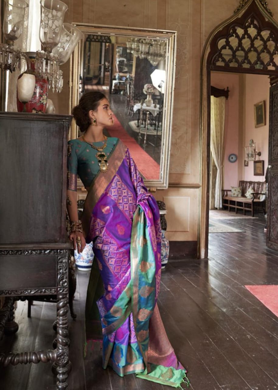 Multi Color Pure Silk Handloom Weaving Saree