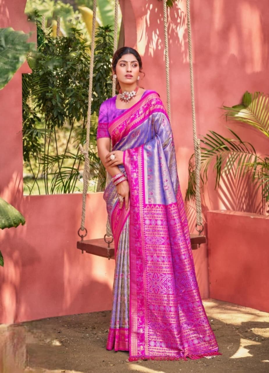 Purple Kanjivaram Silk Woven Work Saree