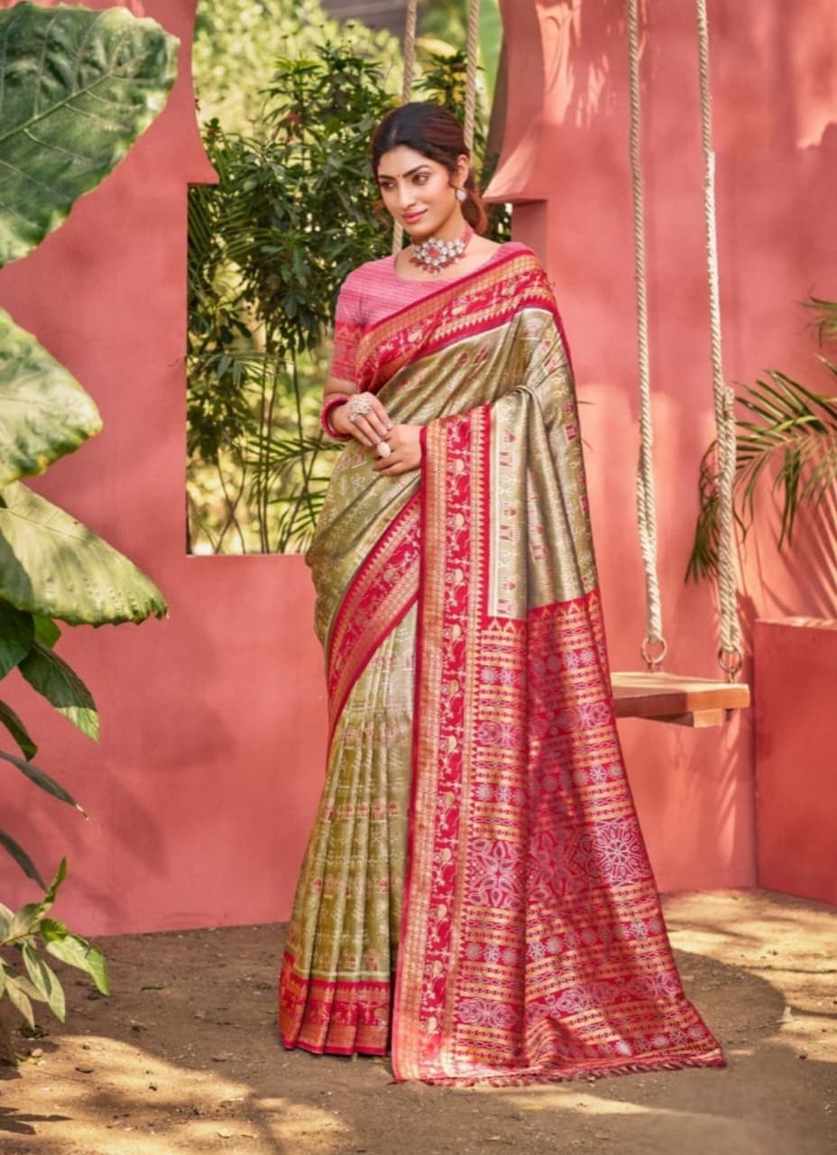 Golden Kanjivaram Silk Woven Work Saree