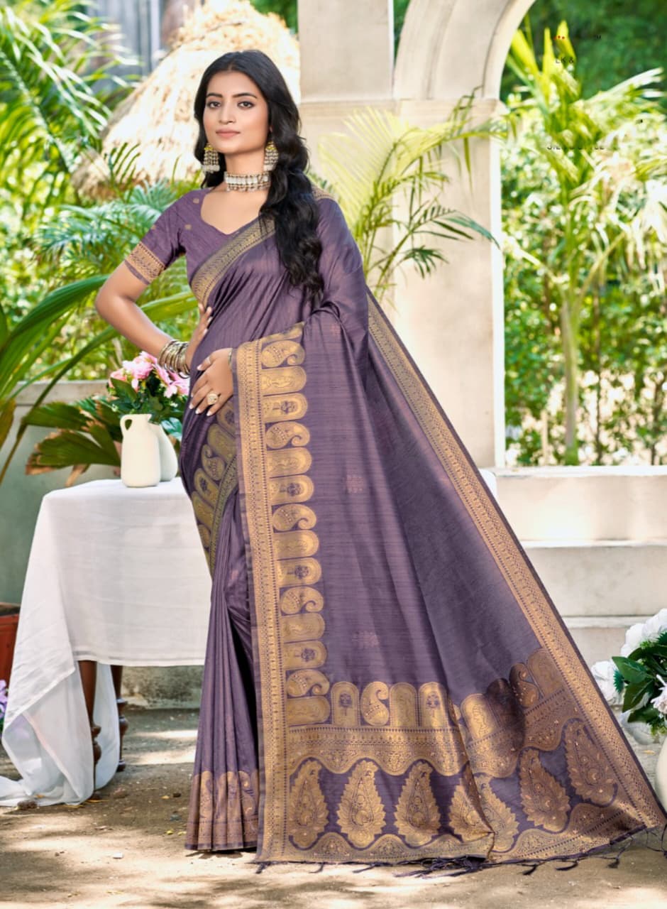Lavender Assam Silk Designer Weaving Work Saree