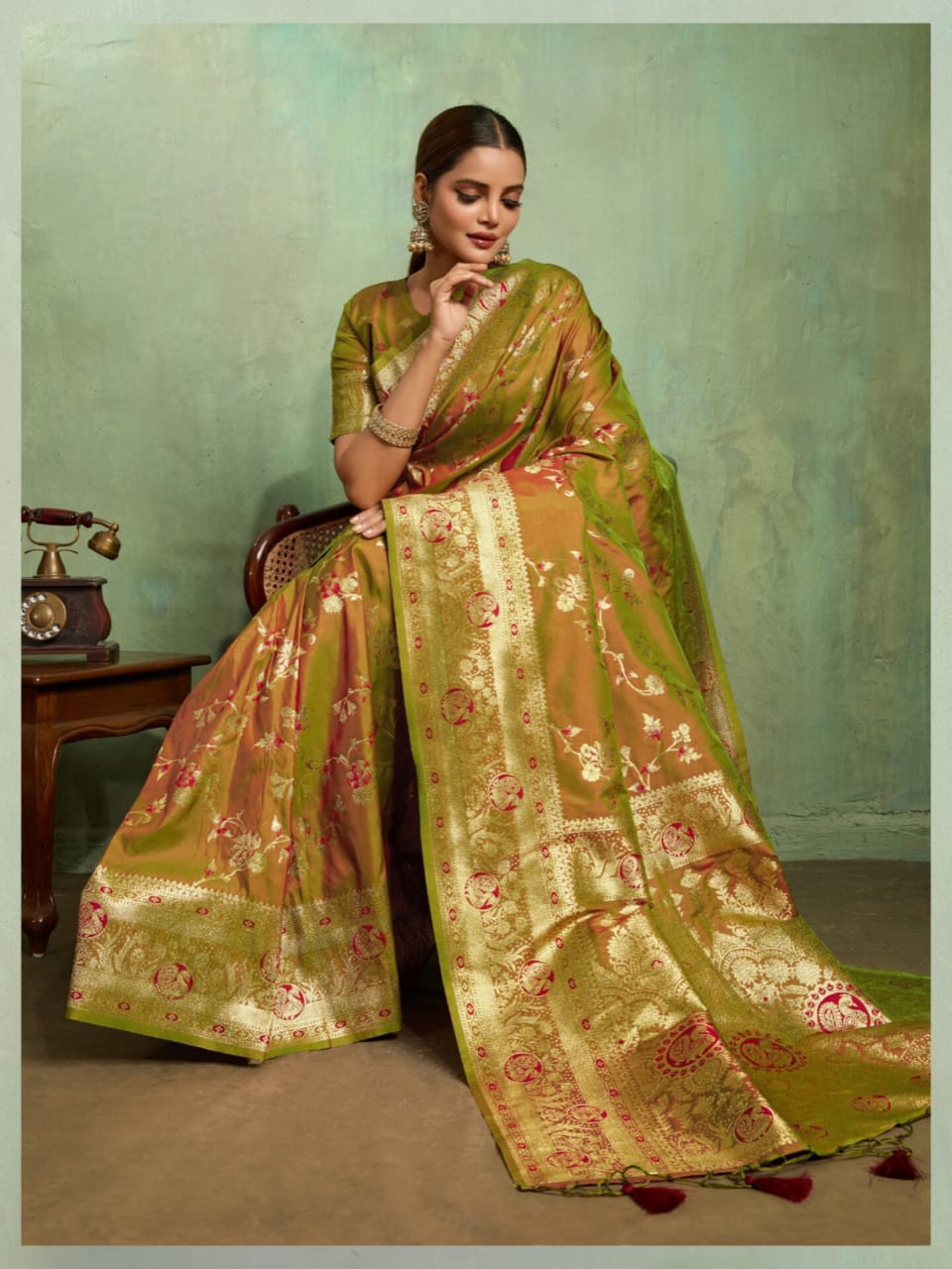 Golden Banarasi Silk Golden Zari Woven Saree