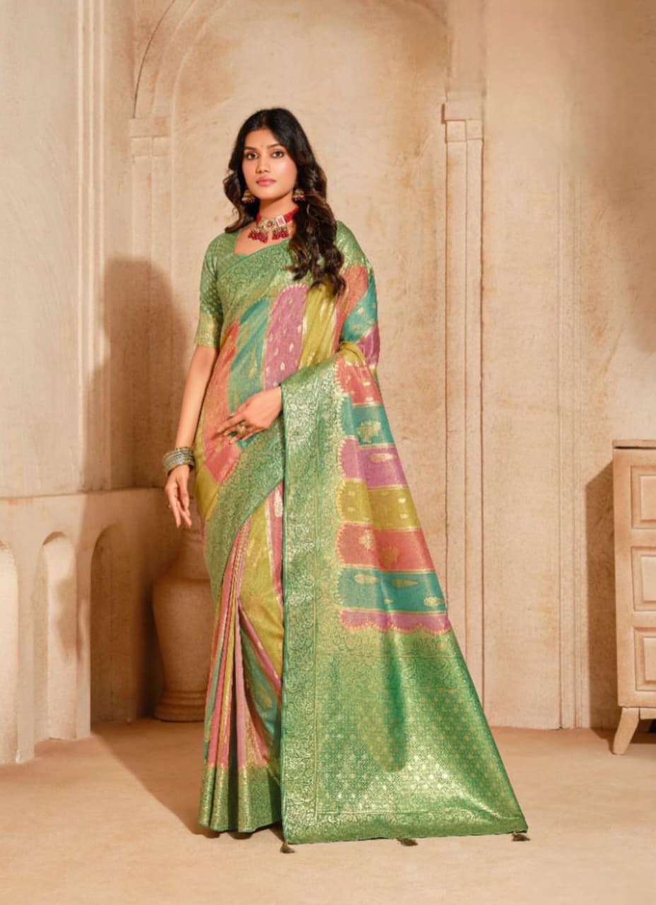 Sea Green Silk Zari Weaving Saree