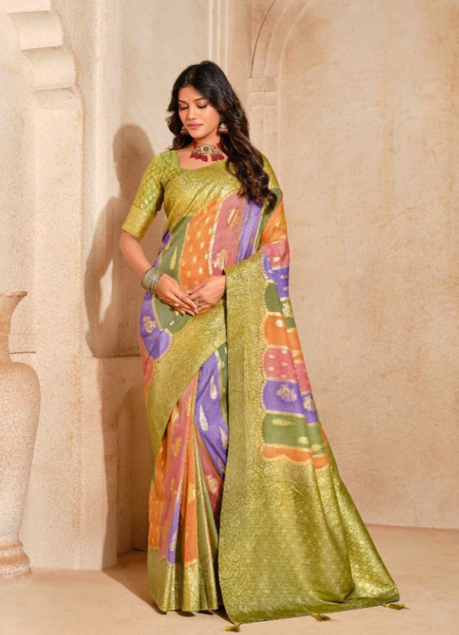 Multicolor Silk Zari Weaving Saree