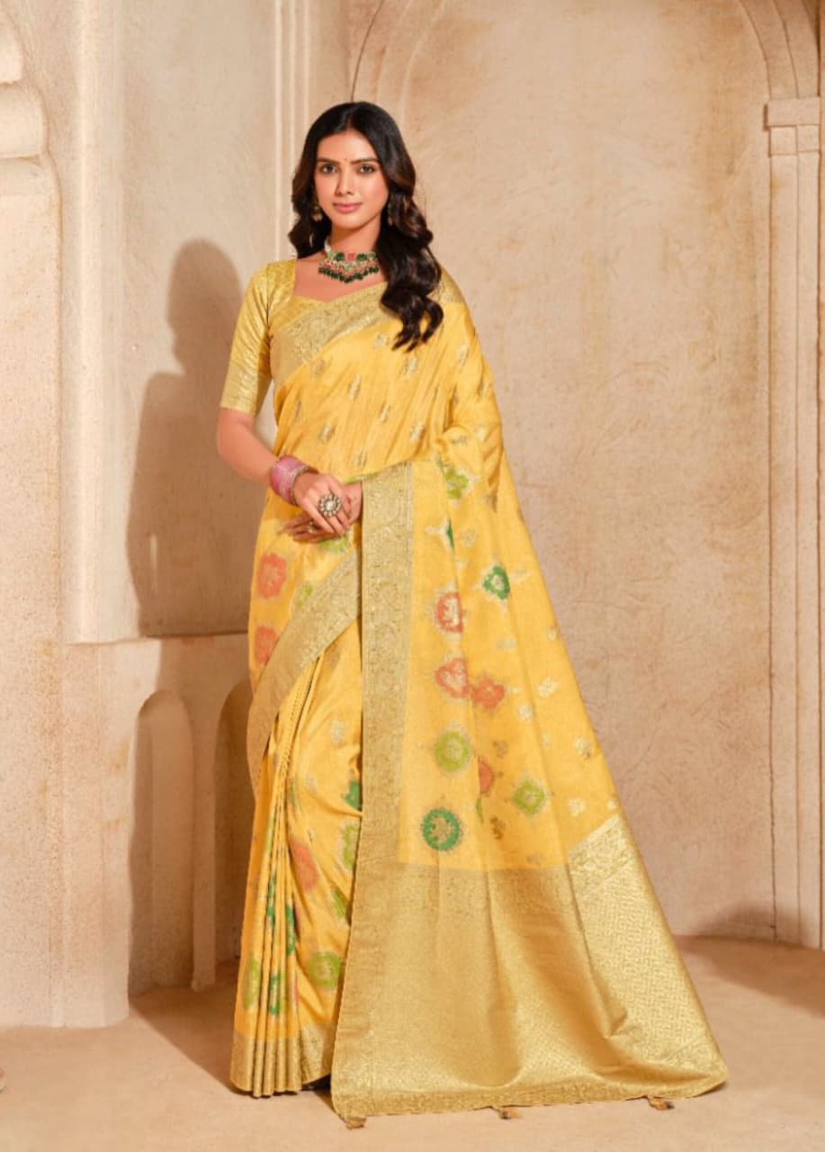 Yellow Silk Zari Weaving Saree