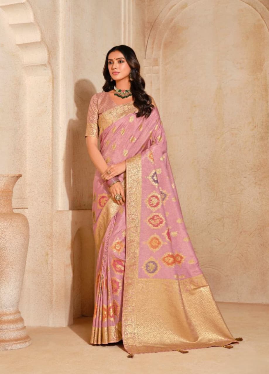 Pink Silk Zari Weaving Saree