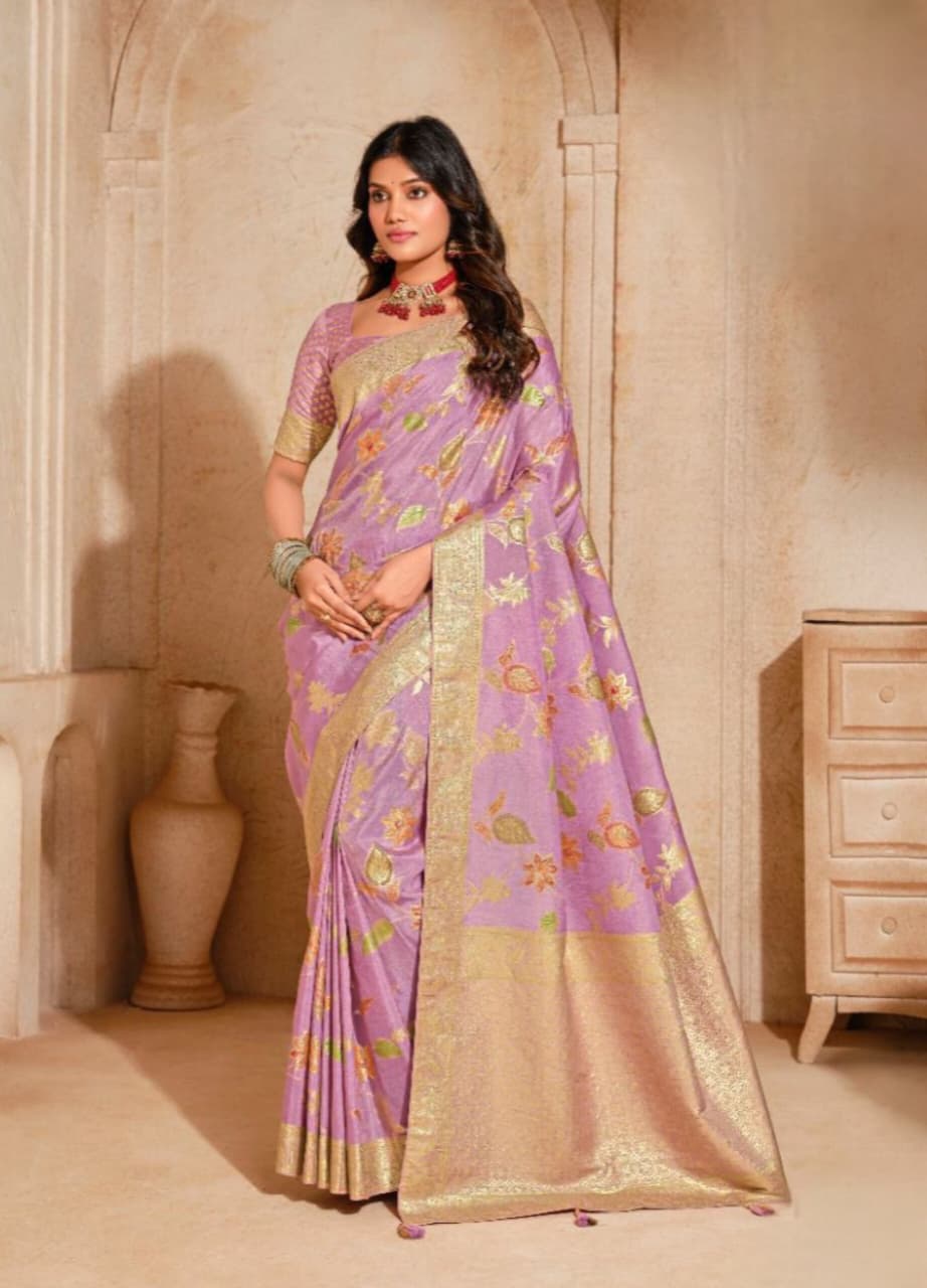 Purple Silk Zari Weaving Saree