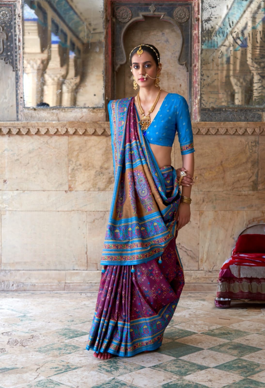 Purple Pv Silk Luxury Print Saree