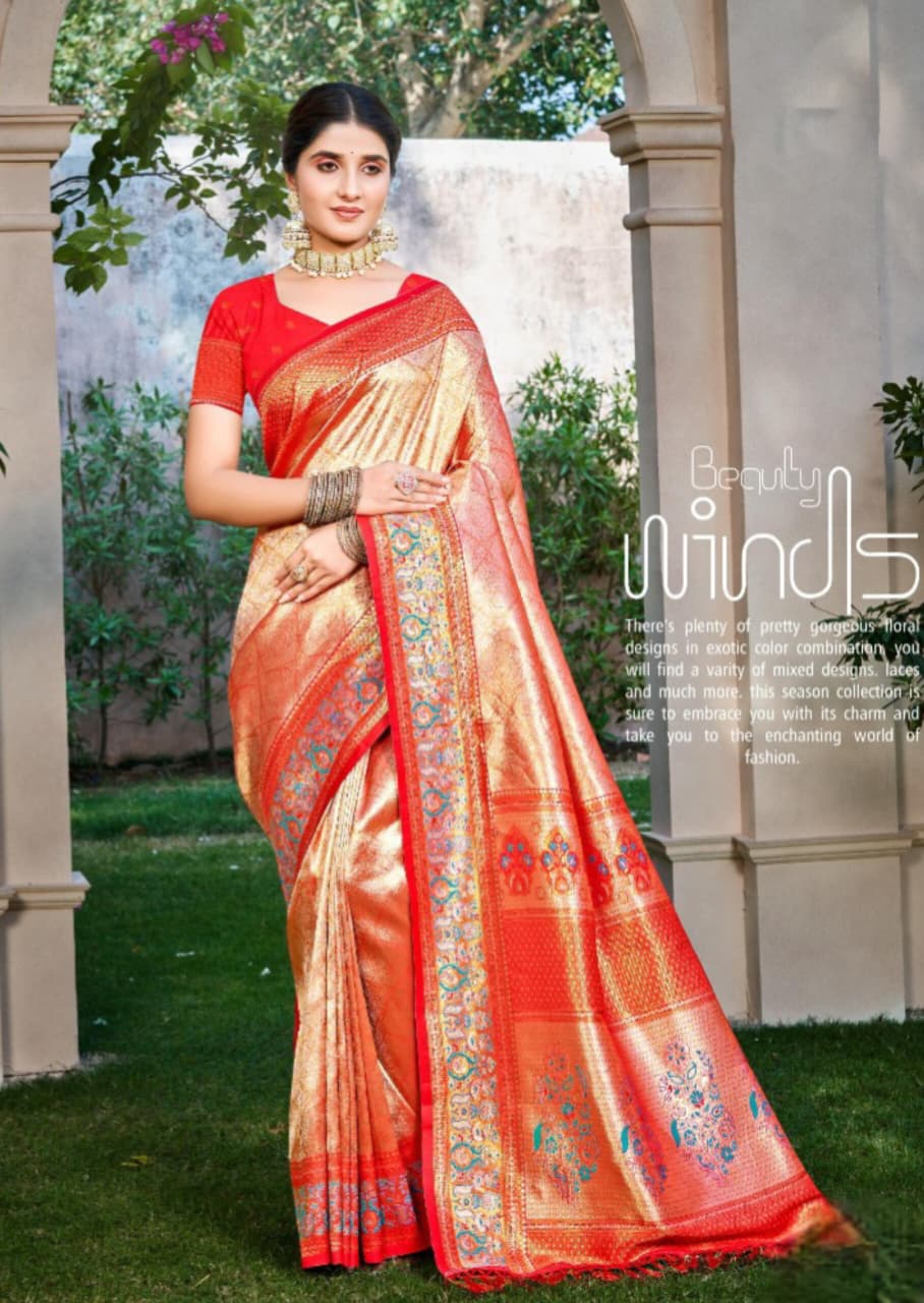 Red Kanjivaram Silk Weaving Saree