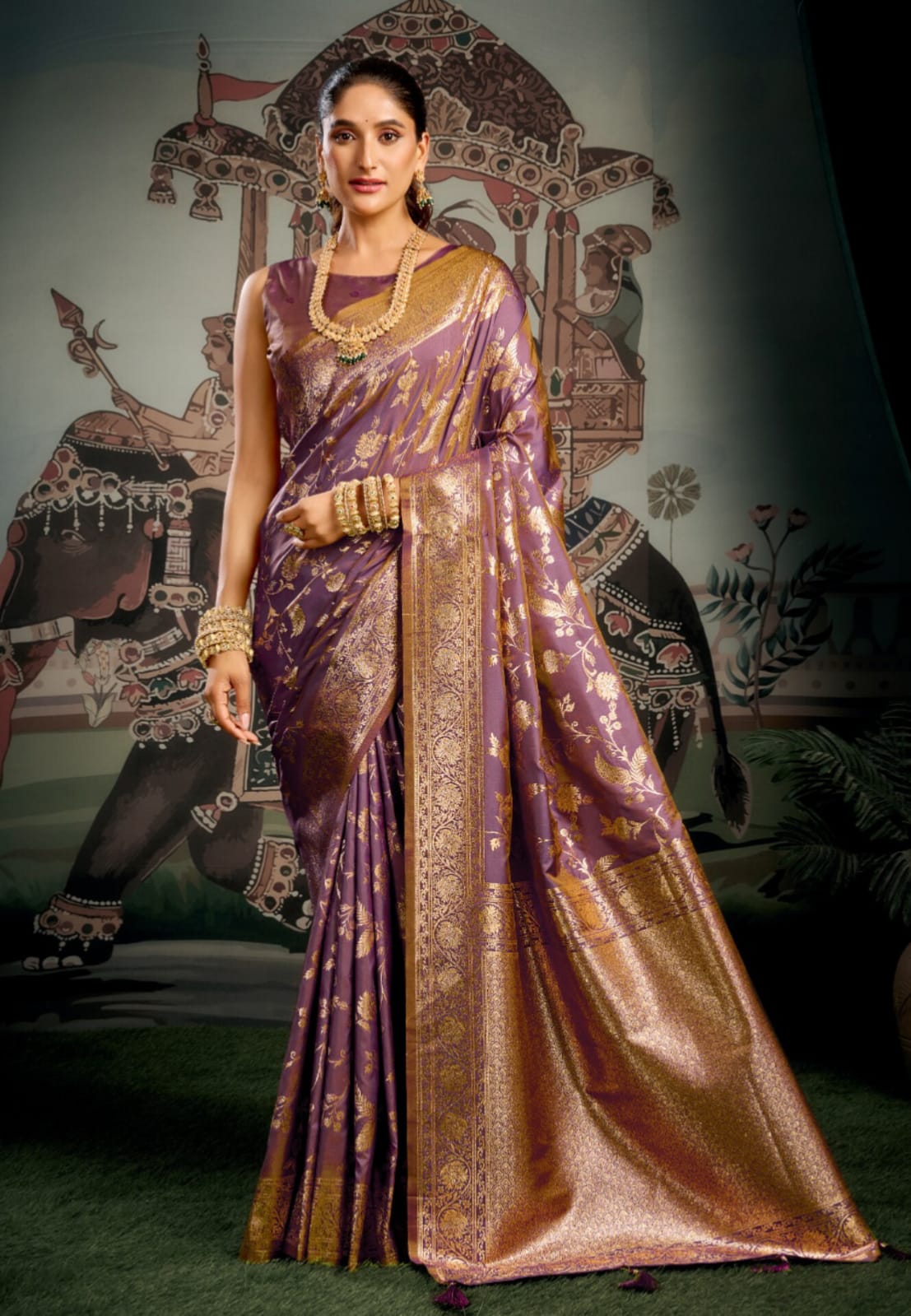 Purple Soft Silk Zari Weaving Saree