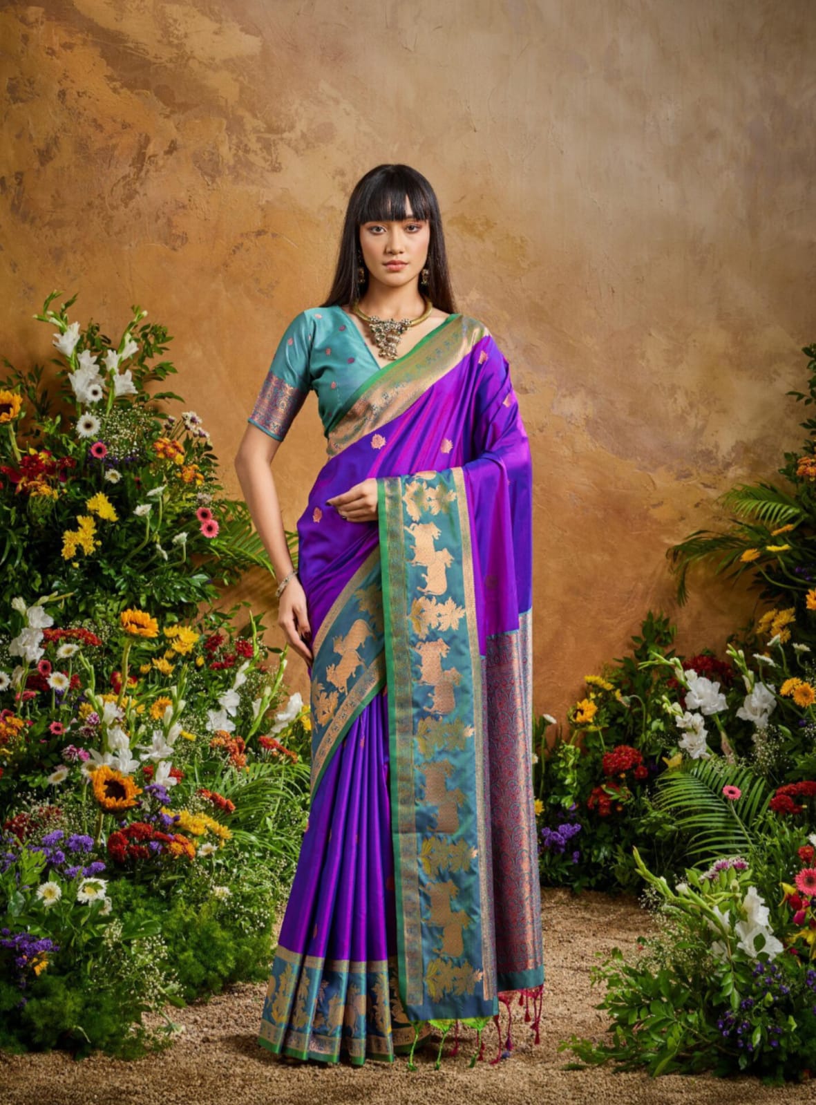 Purple Pure Silk Weaving Saree