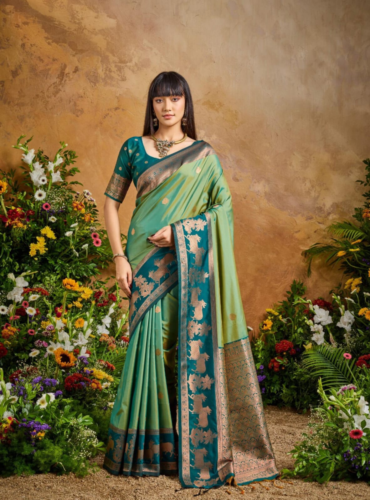 Green Pure Silk Weaving Saree