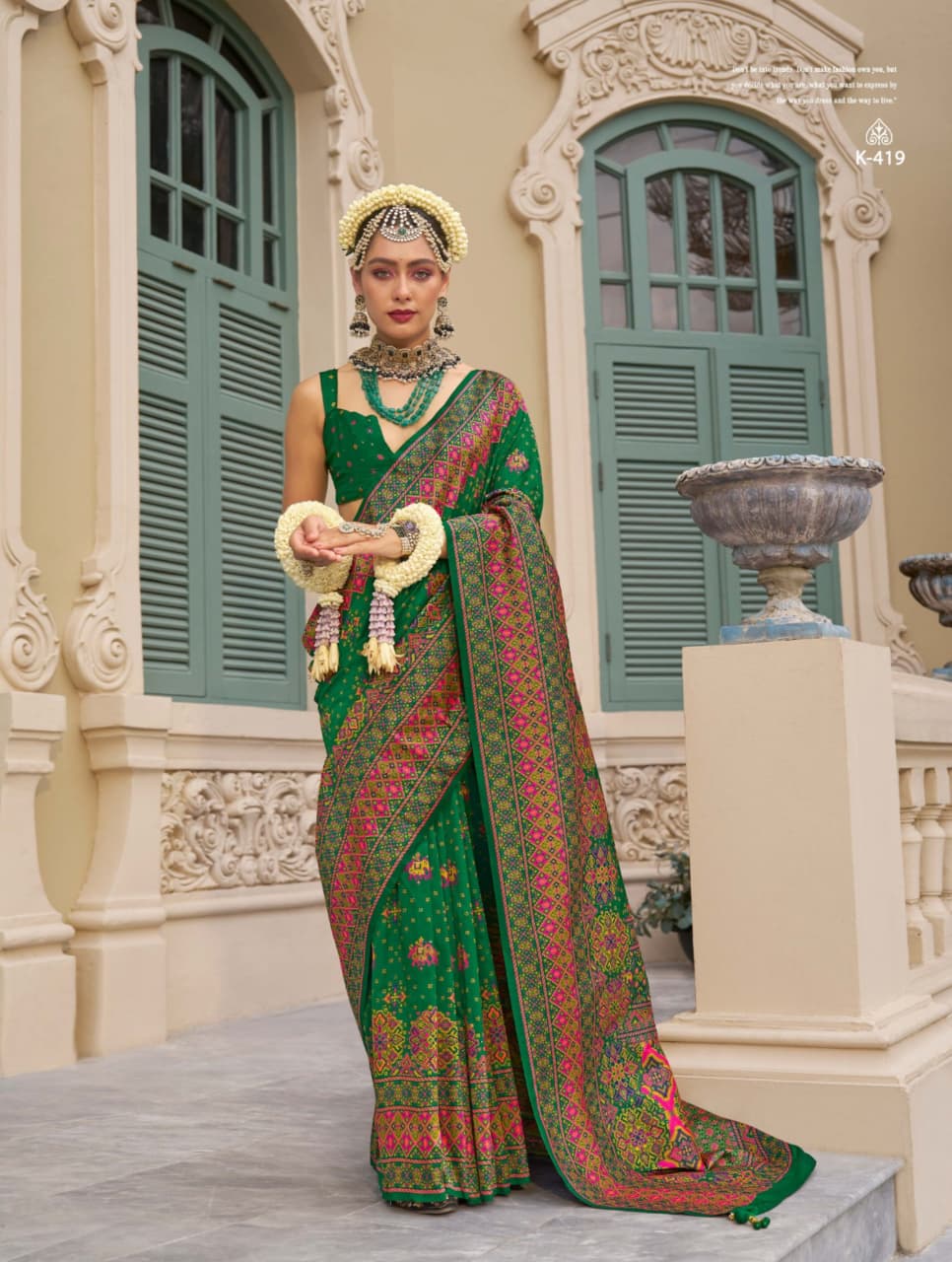 Bottle Green Super Banarasi P.V.Silk Kashmiri Weaving Saree