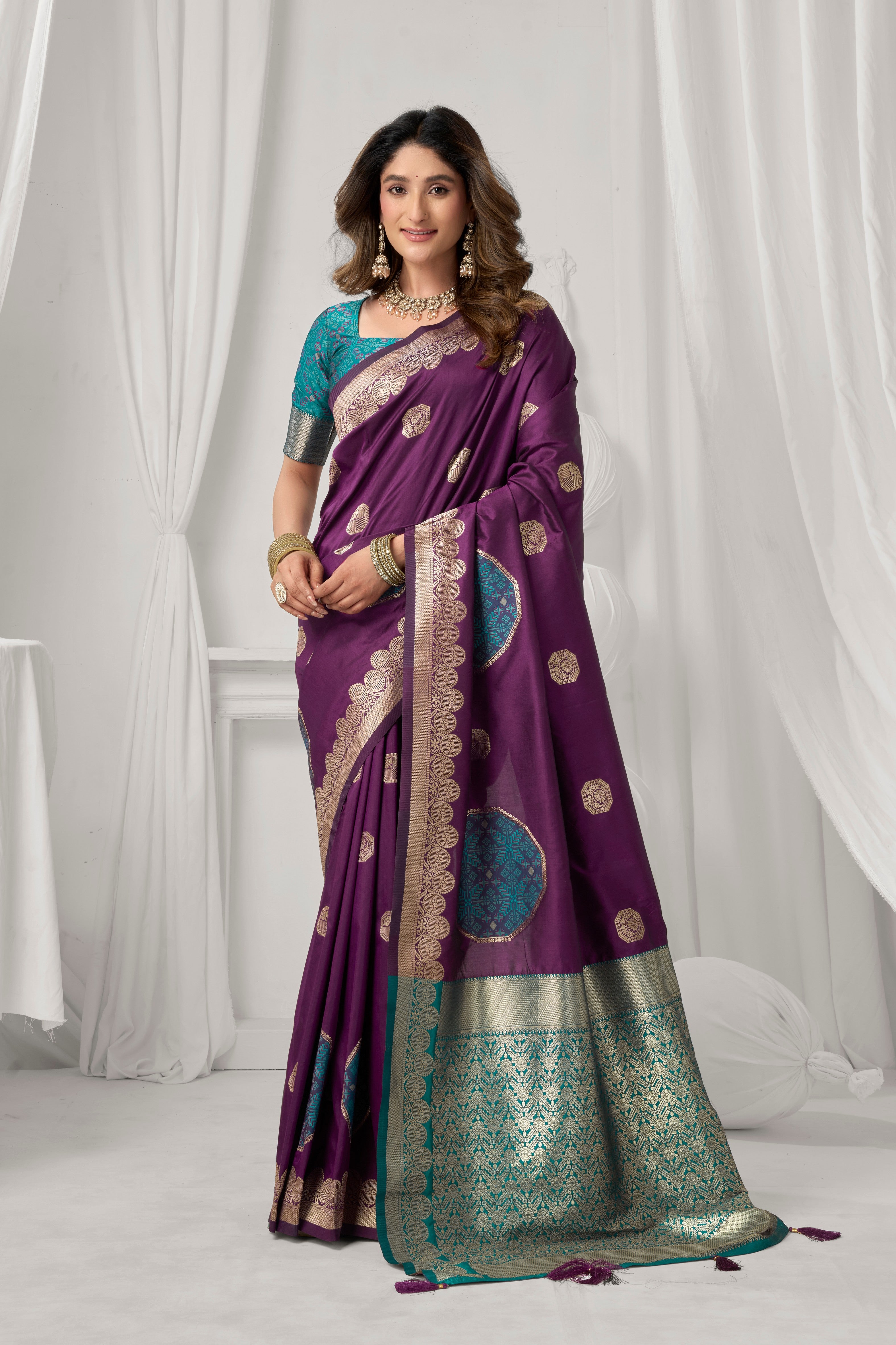 Wine Soft Silk Fancy Pumpum Saree