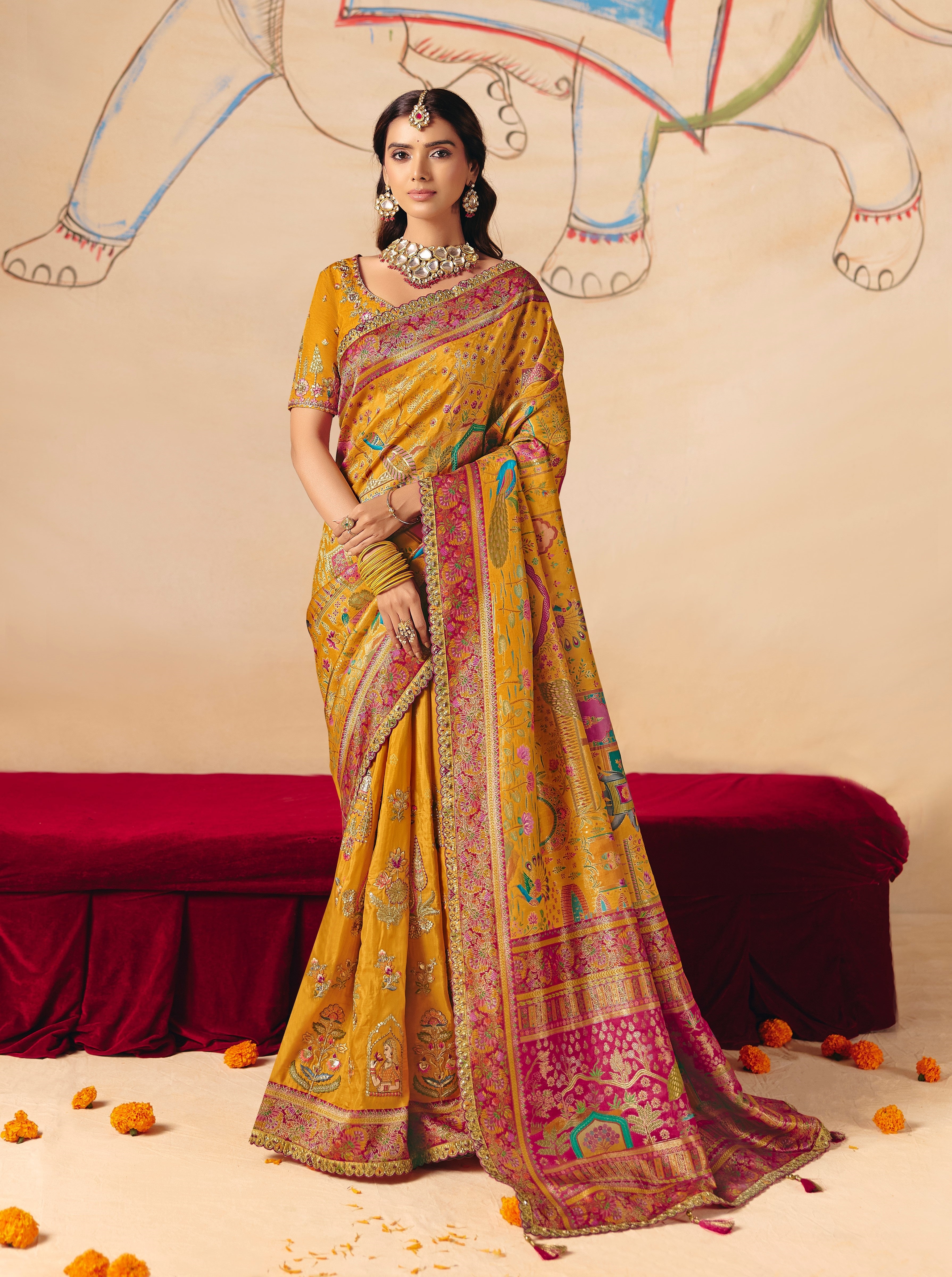 Yellow Dola Zari SIlk Paithani Saree